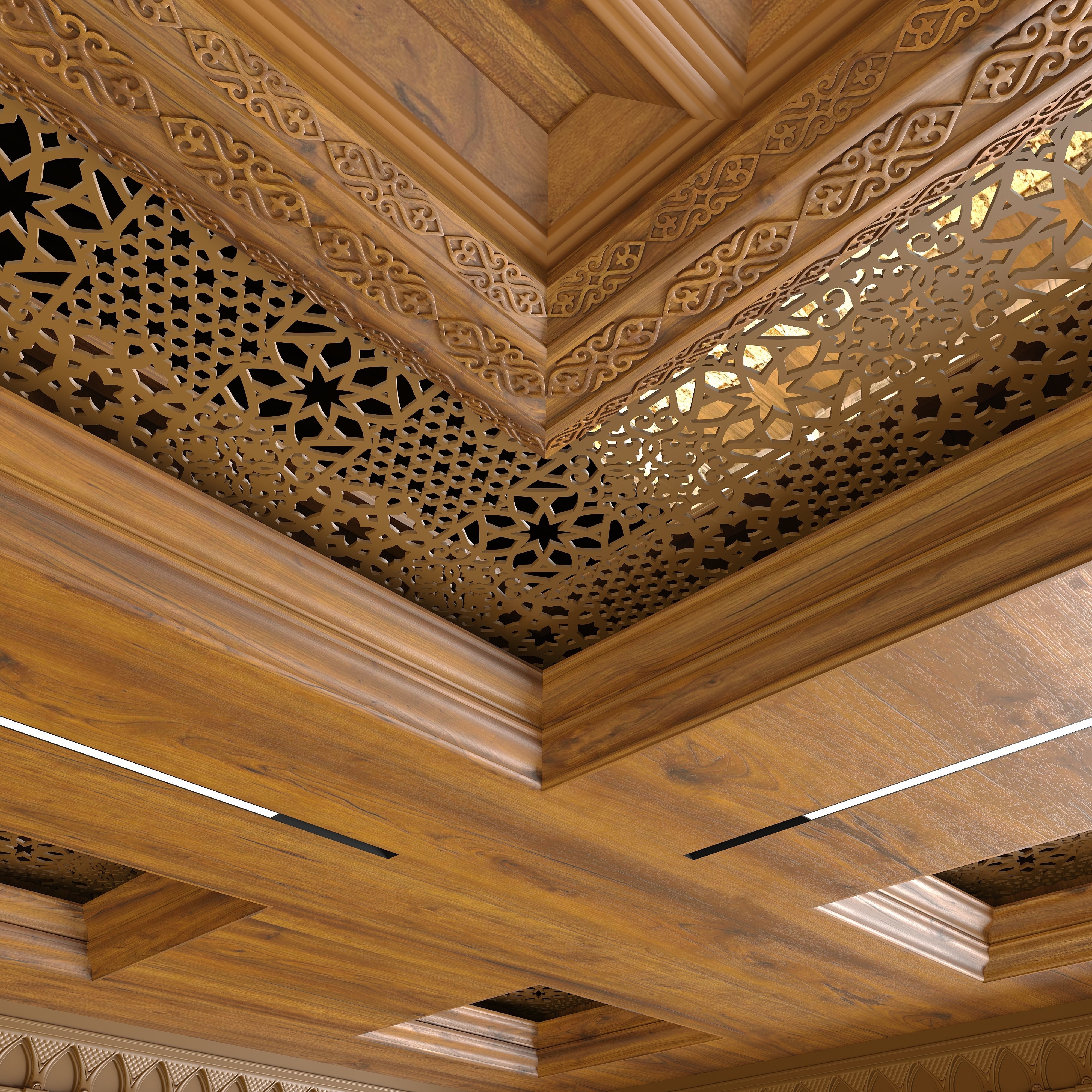 Wooden Ceiling In Oriental Style 5x8 3D model_4