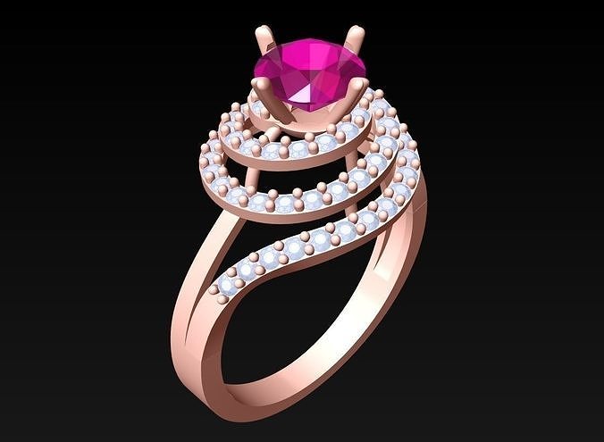 Diamond Ring - Womens Rings - N2498 3D print model