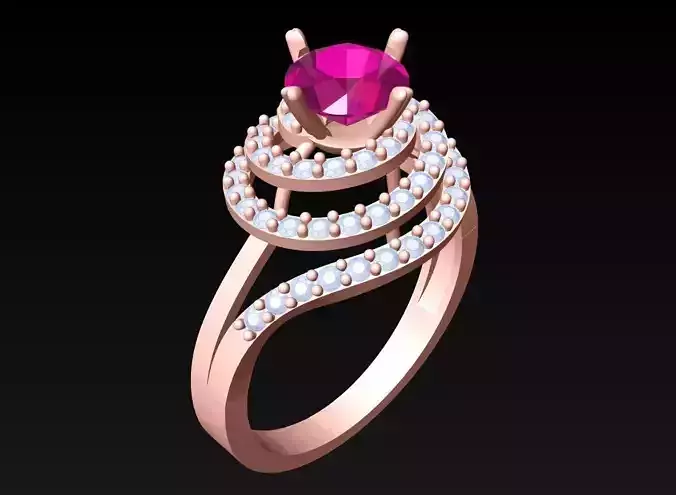 Diamond Ring - Womens Rings - N2498 3D print model
