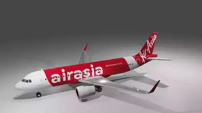 Air Asia Airbus a320neo 3d model Low-poly 3D model