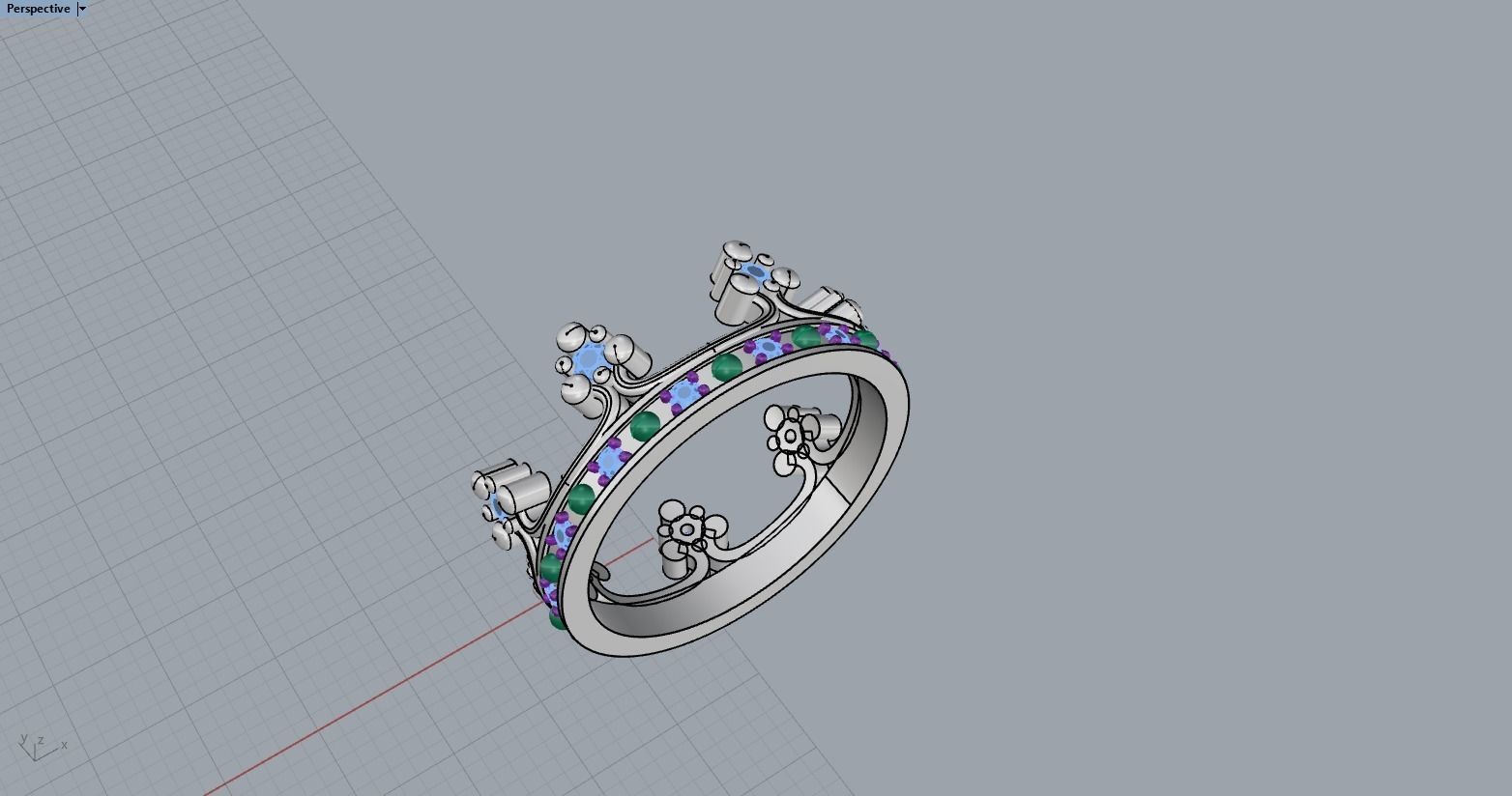 Crown ring size 10 US model 379 3D print model_9