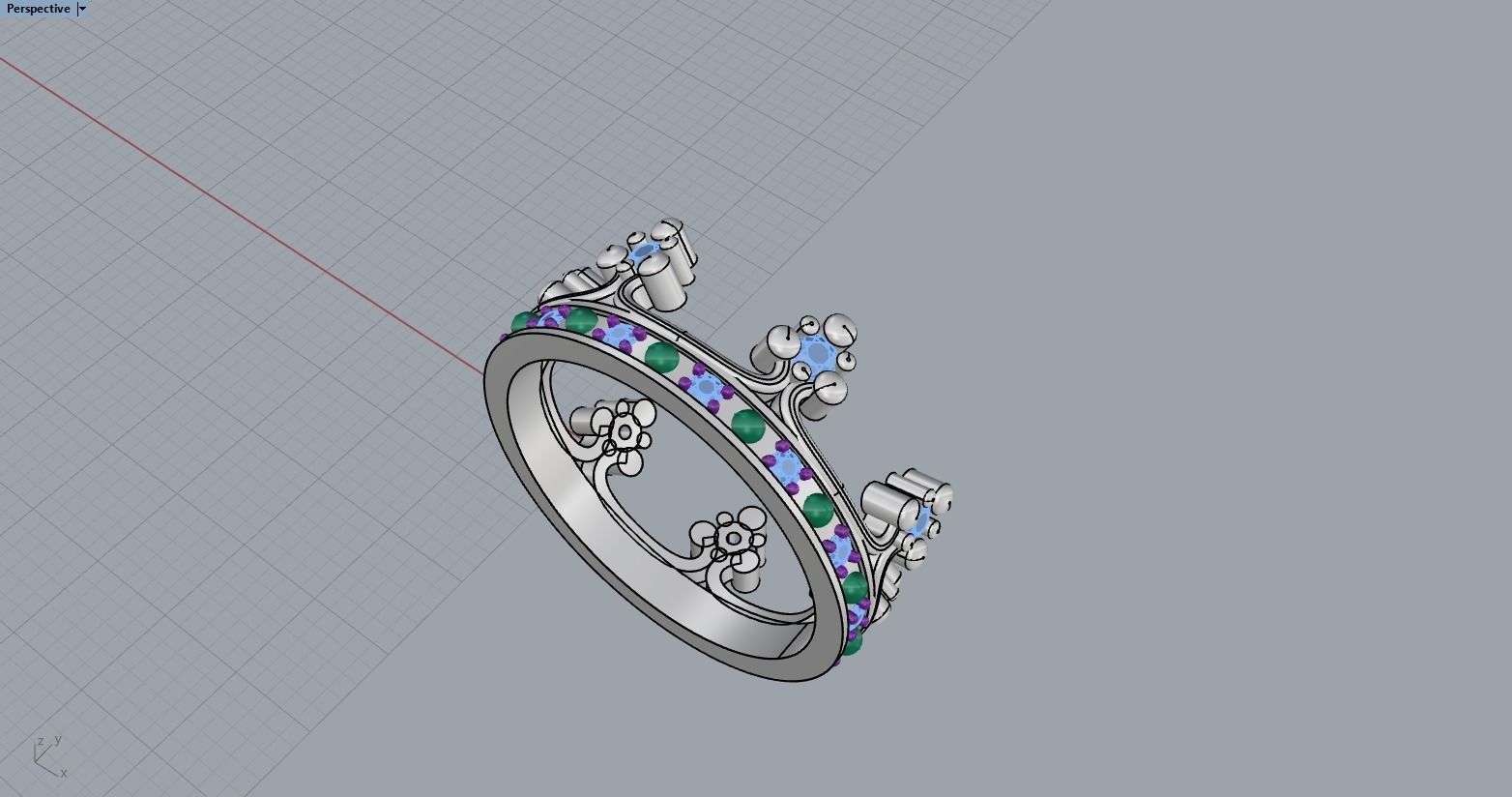 Crown ring size 10 US model 379 3D print model_7