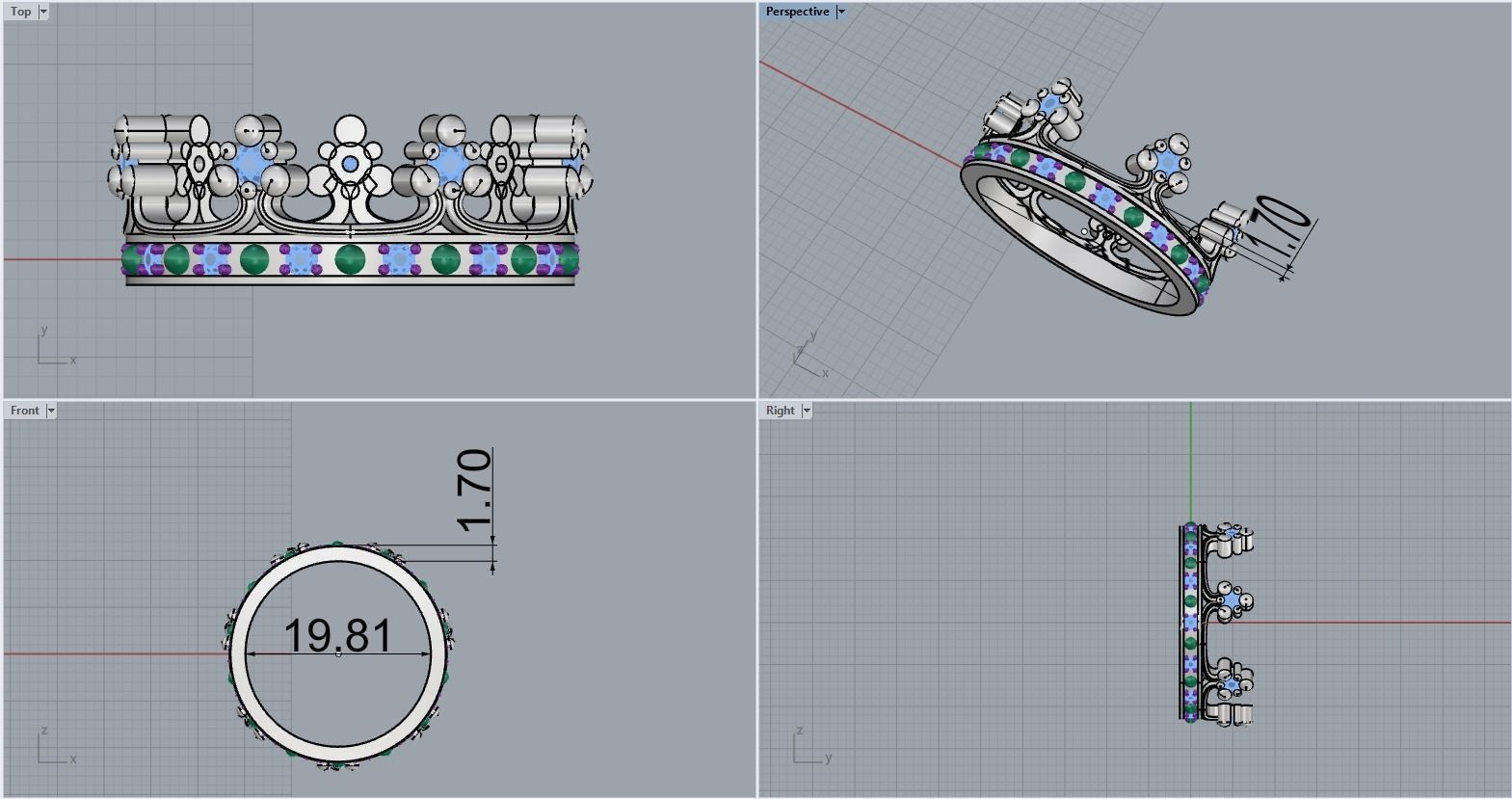 Crown ring size 10 US model 379 3D print model_1