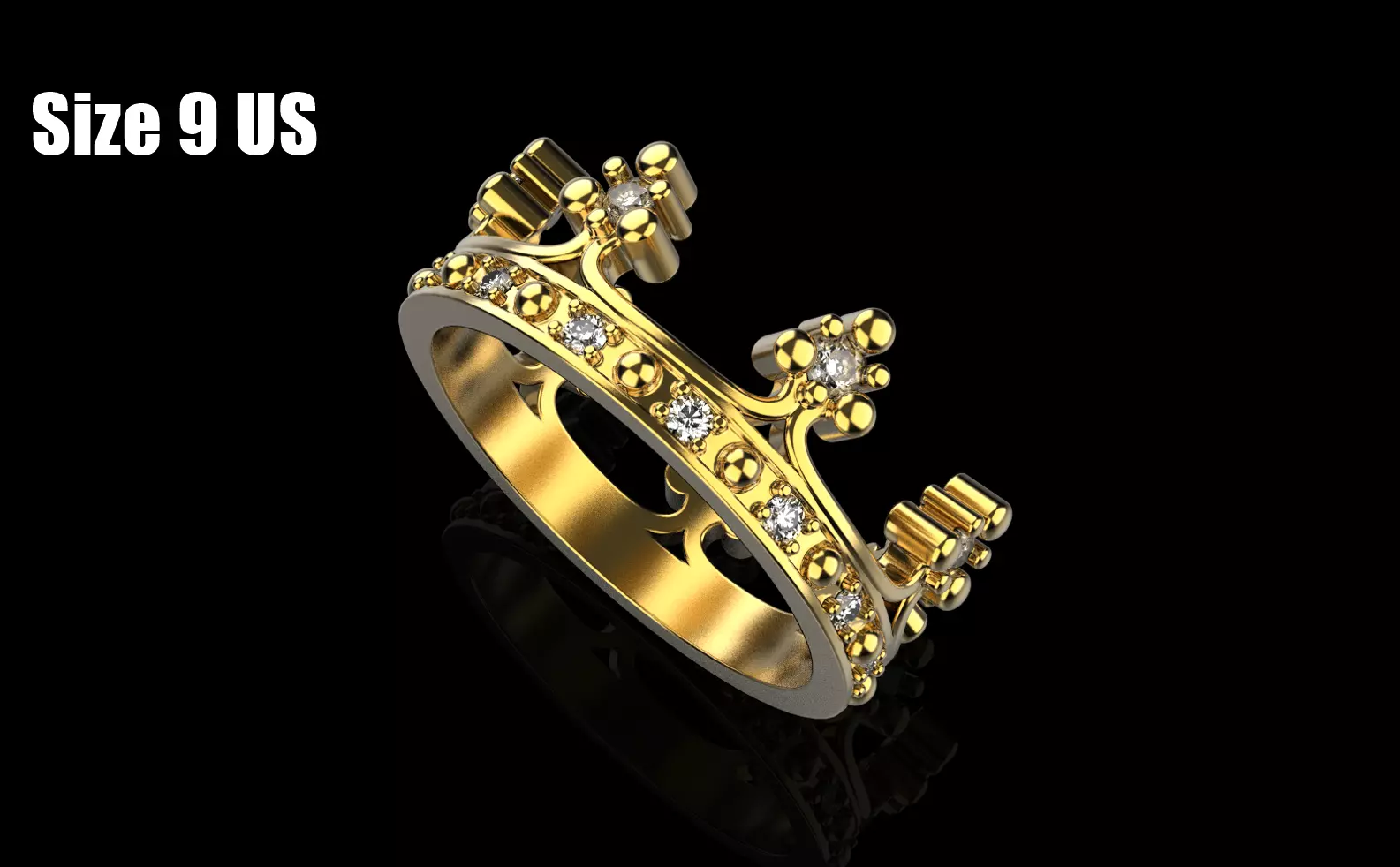 Crown ring size 9 US model 377 3D print model_0