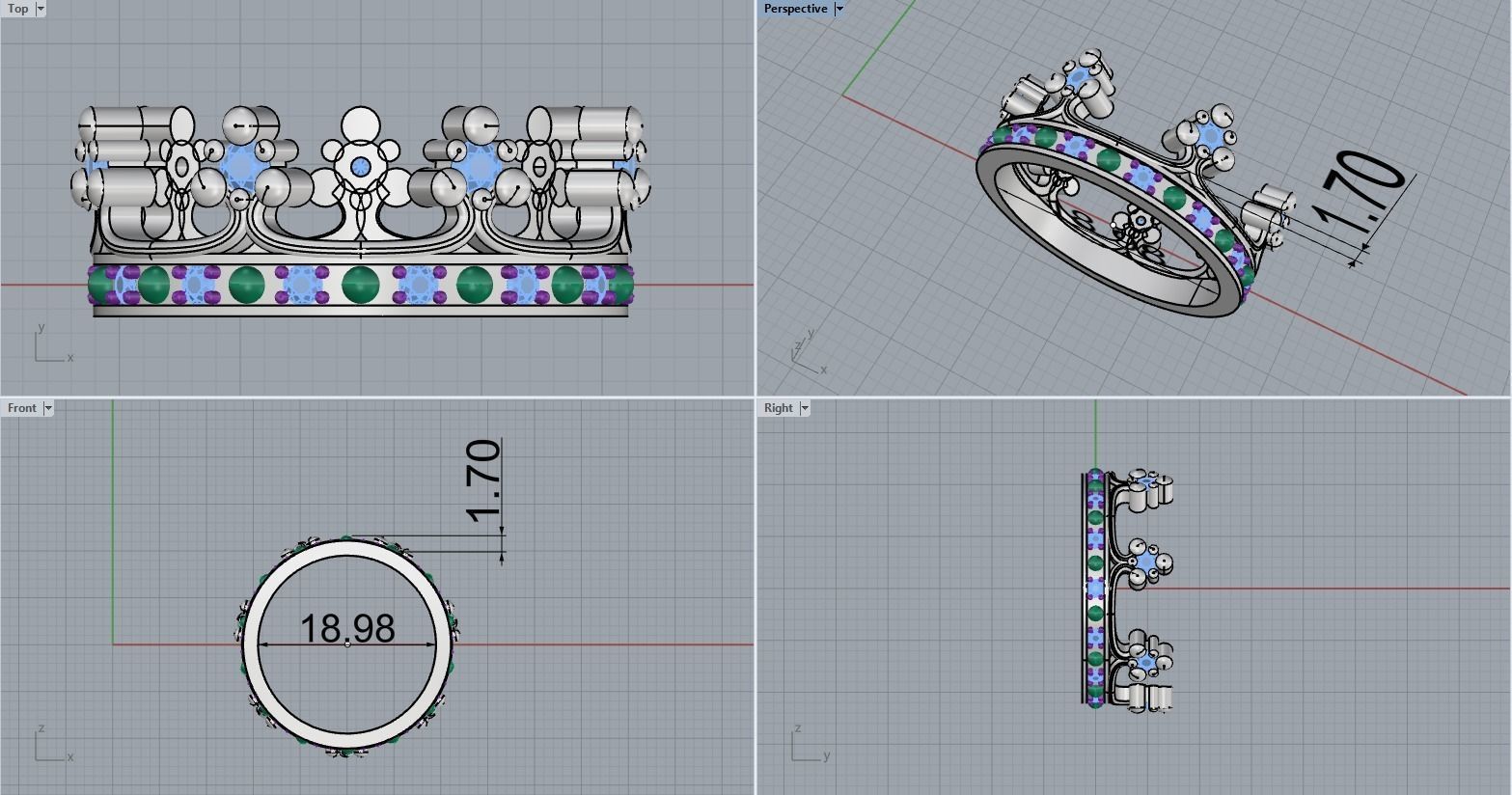 Crown ring size 9 US model 377 3D print model_2