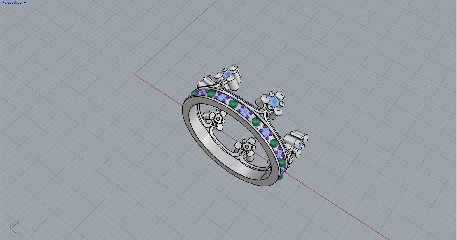 Crown ring size 9 US model 377 3D print model_8