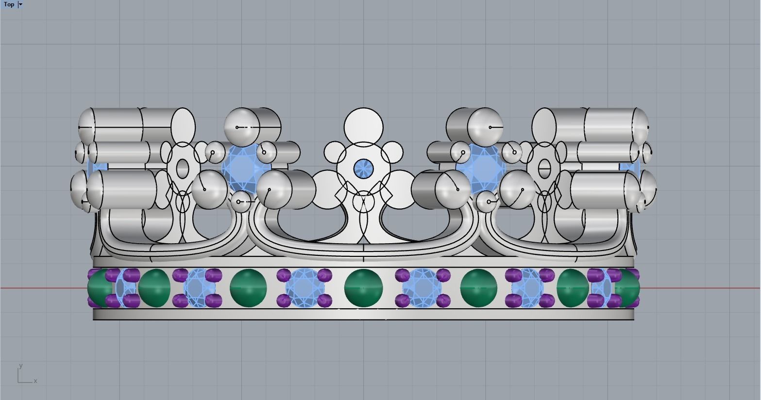 Crown ring size 9 US model 377 3D print model_5