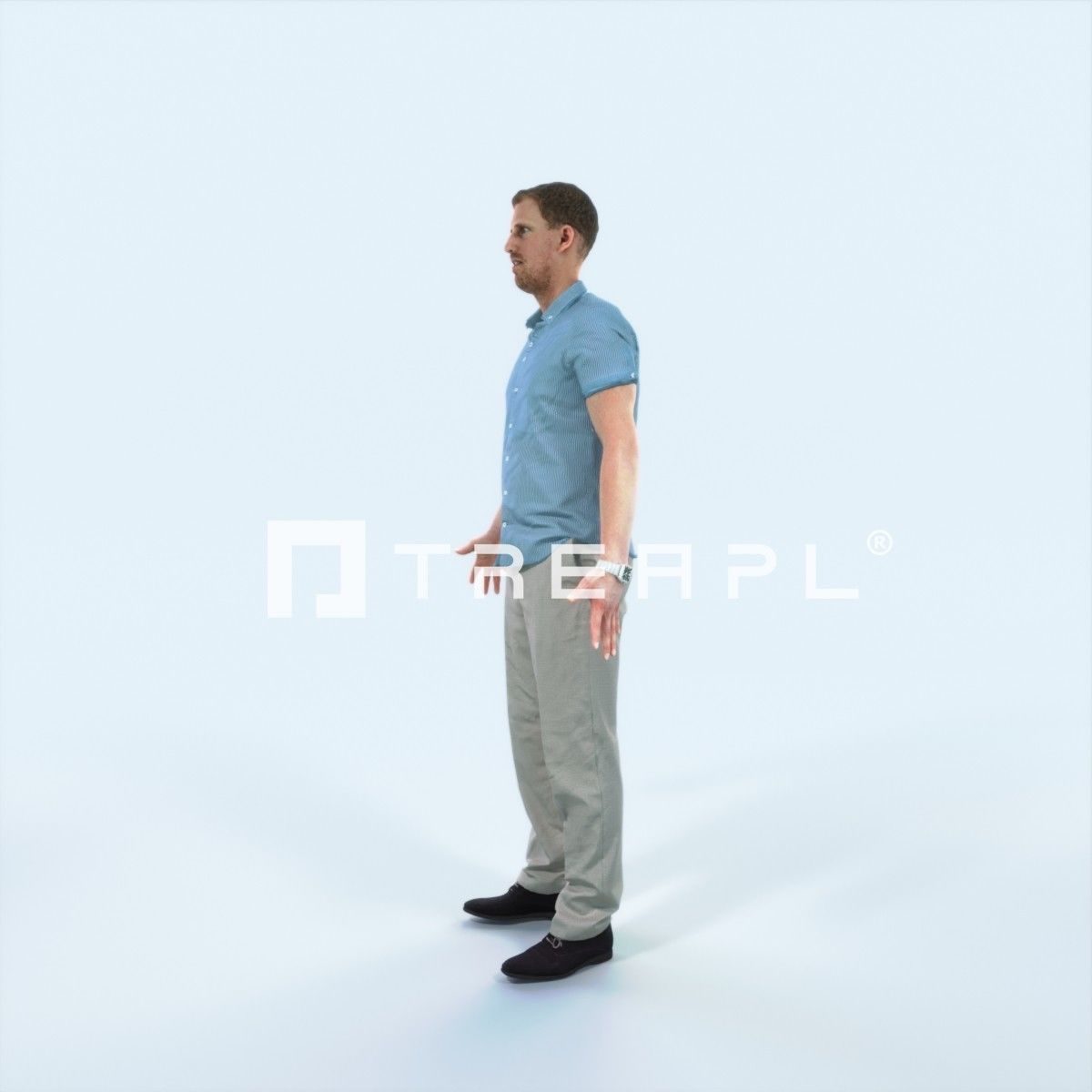 Mistery L Animated Rigged Casual Man Low-poly 3D model_5