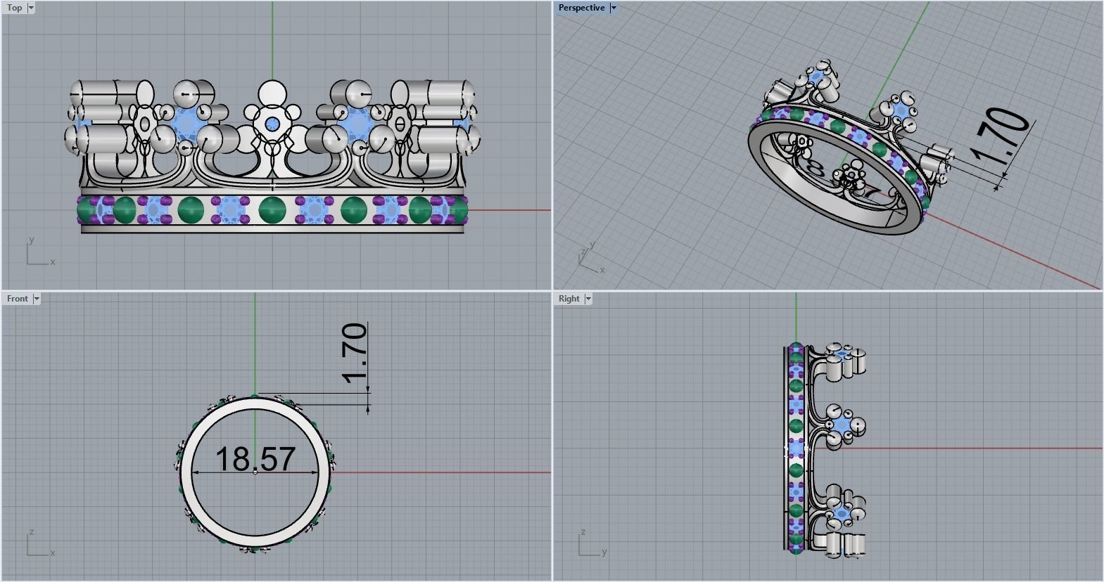 Crown ring model 376 3D print model_3