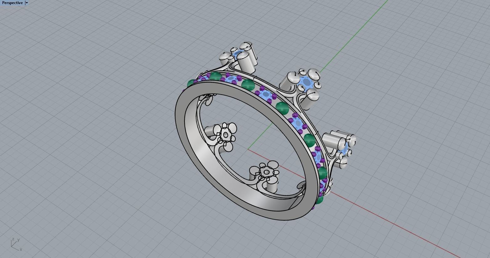 Crown ring model 376 3D print model_9