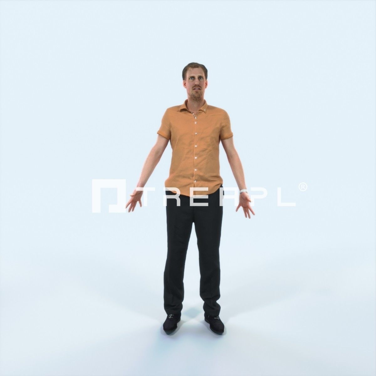 Mistery E Animated Rigged Casual Man Low-poly 3D model_1