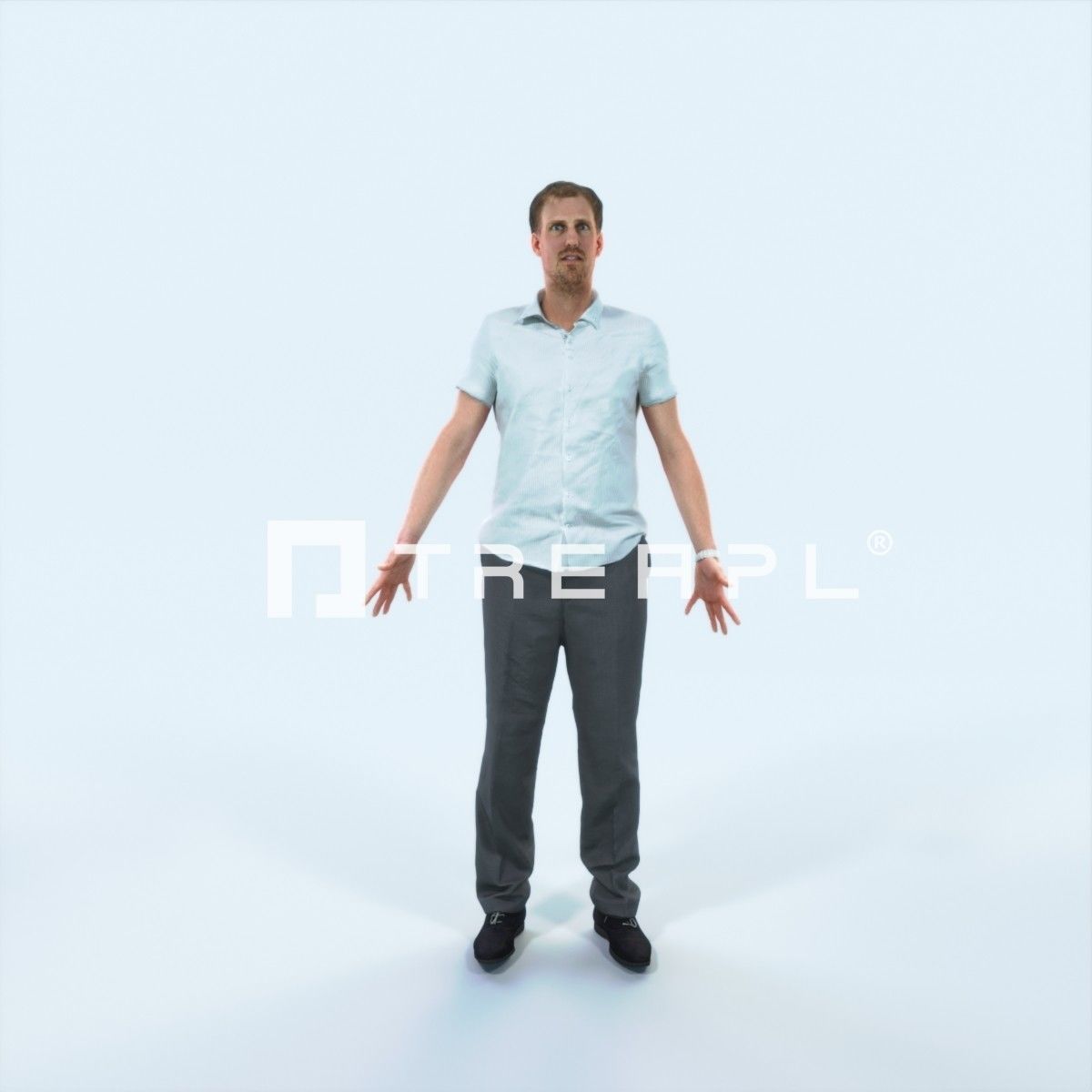 Mistery D Animated Rigged Casual Man Low-poly 3D model_1