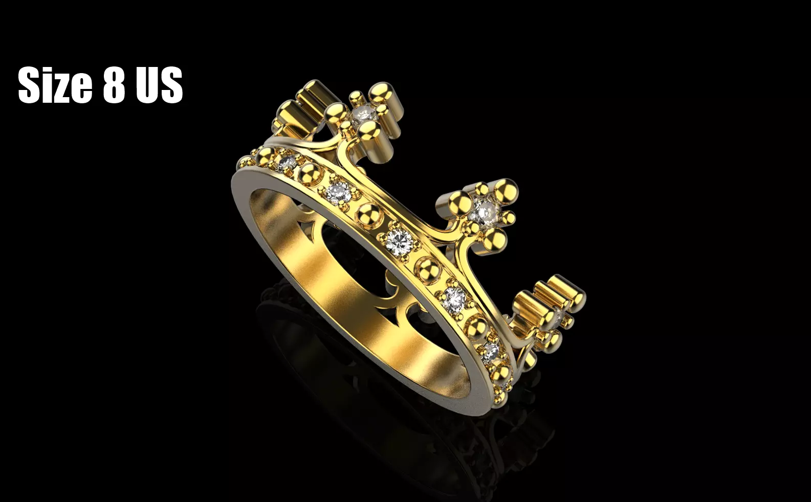 Crown ring size 8 US model 375 3D print model_0