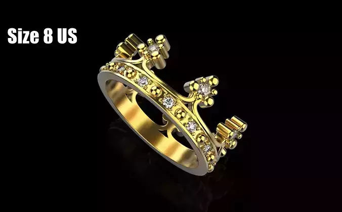 Crown ring size 8 US model 375 3D print model