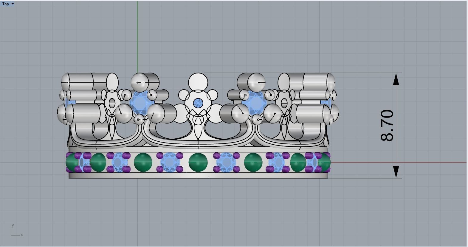 Crown ring size 8 US model 375 3D print model_6