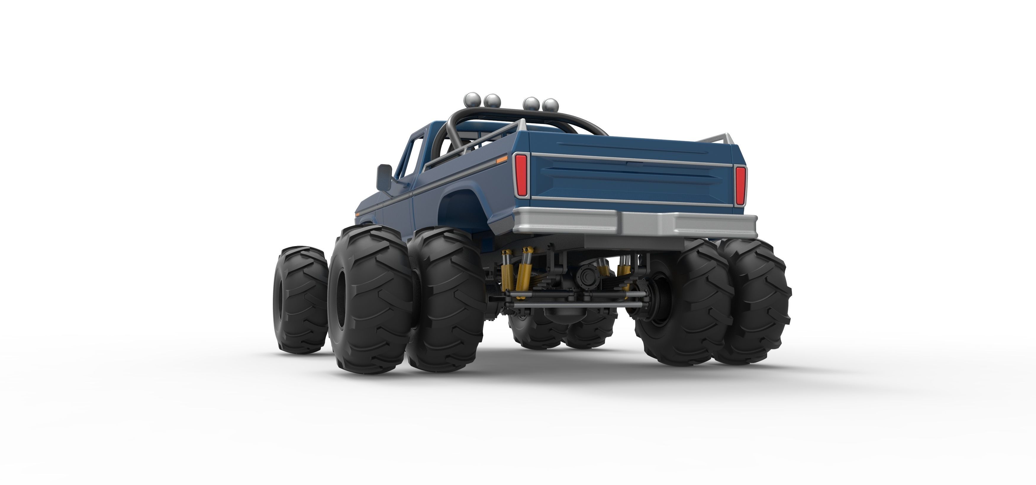 Vintage Monster Truck with double wheels Scale 1 to 25 3D print model_15