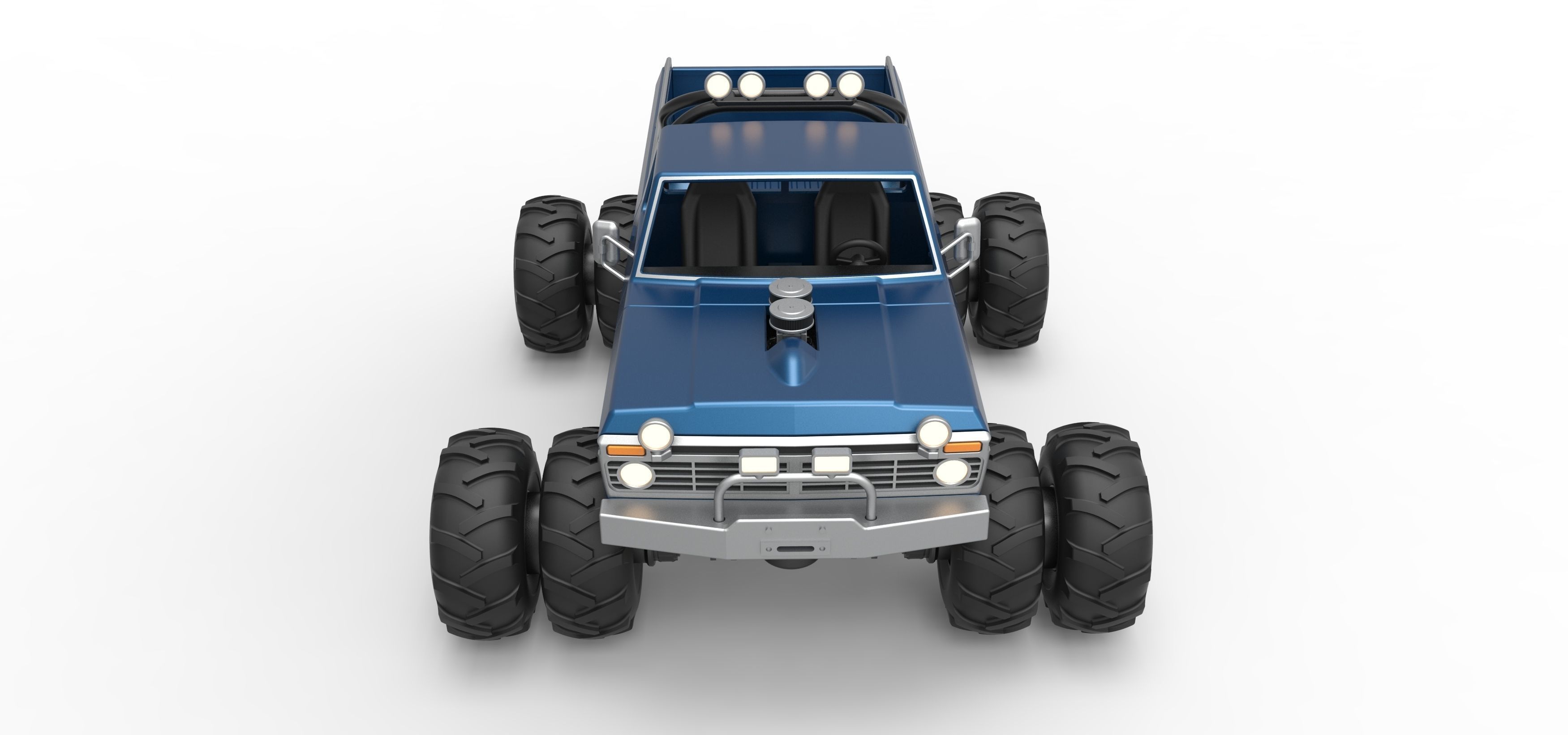 Vintage Monster Truck with double wheels Scale 1 to 25 3D print model_8