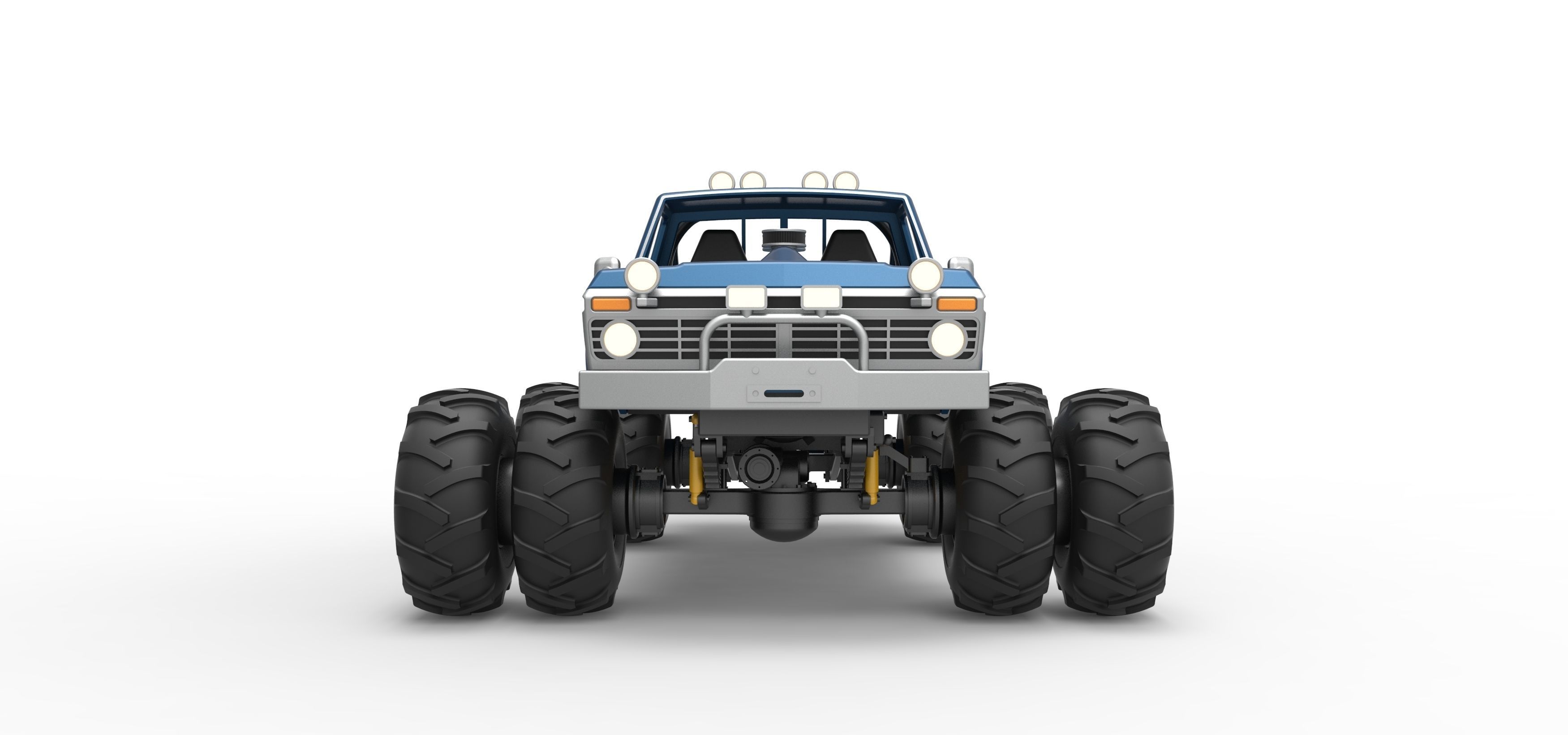 Vintage Monster Truck with double wheels Scale 1 to 25 3D print model_7