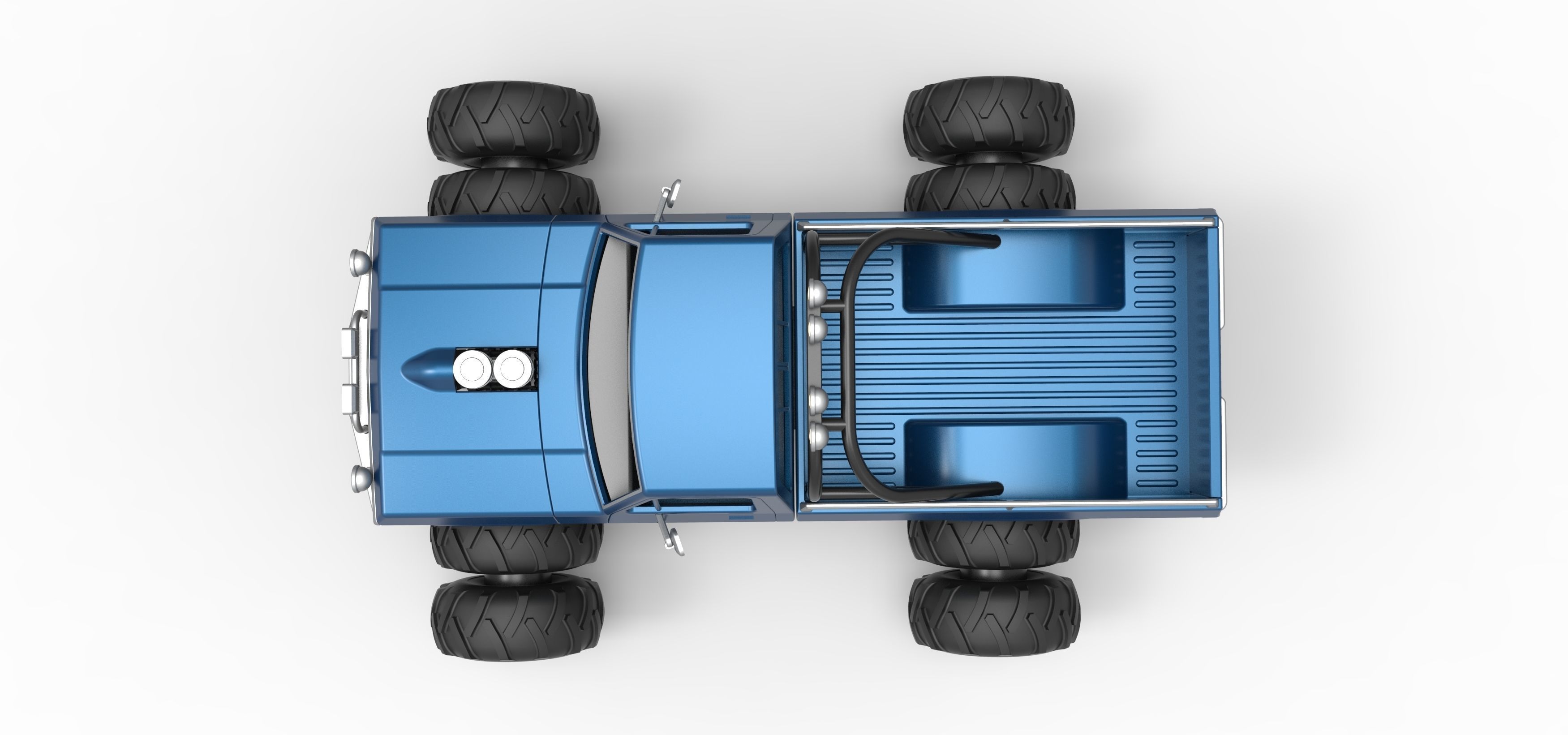 Vintage Monster Truck with double wheels Scale 1 to 25 3D print model_11