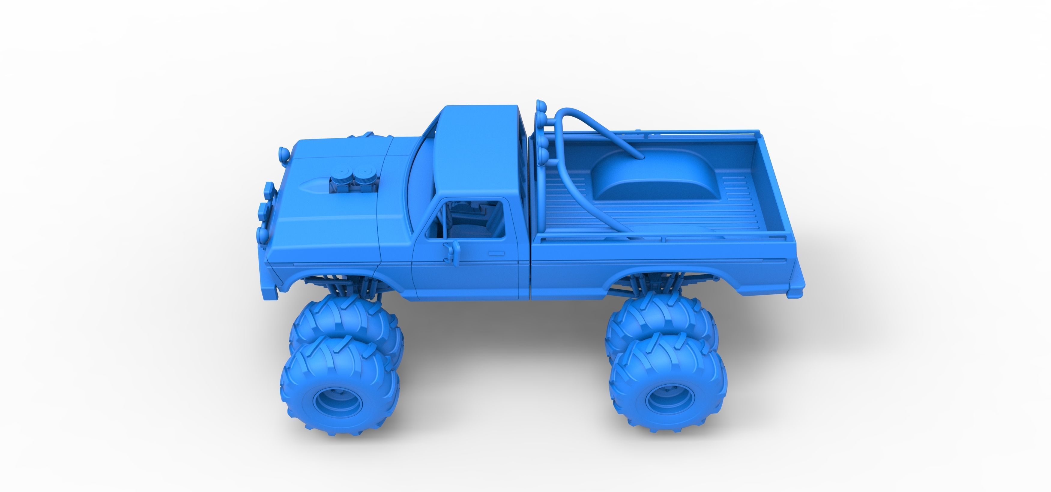 Vintage Monster Truck with double wheels Scale 1 to 25 3D print model_27