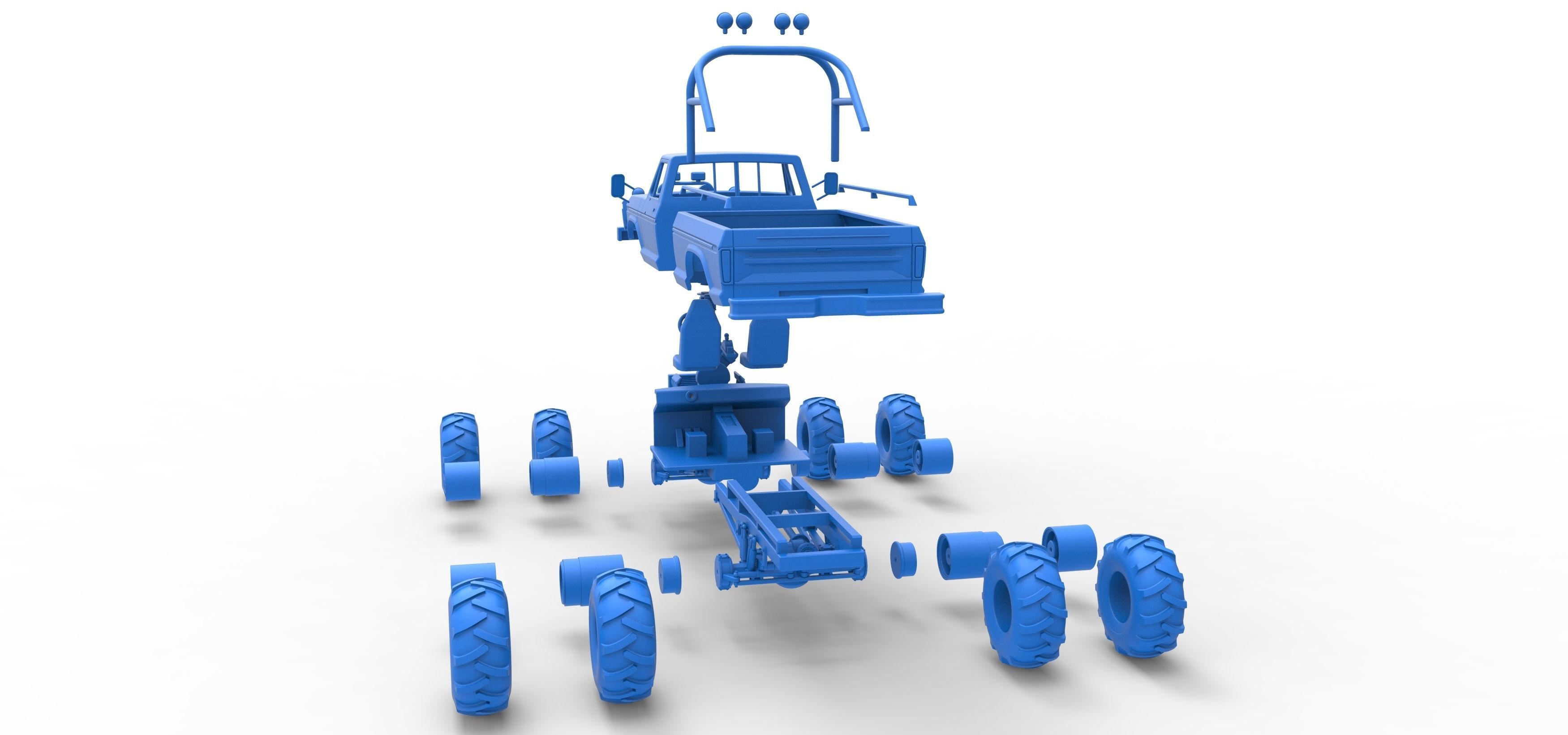 Vintage Monster Truck with double wheels Scale 1 to 25 3D print model_42