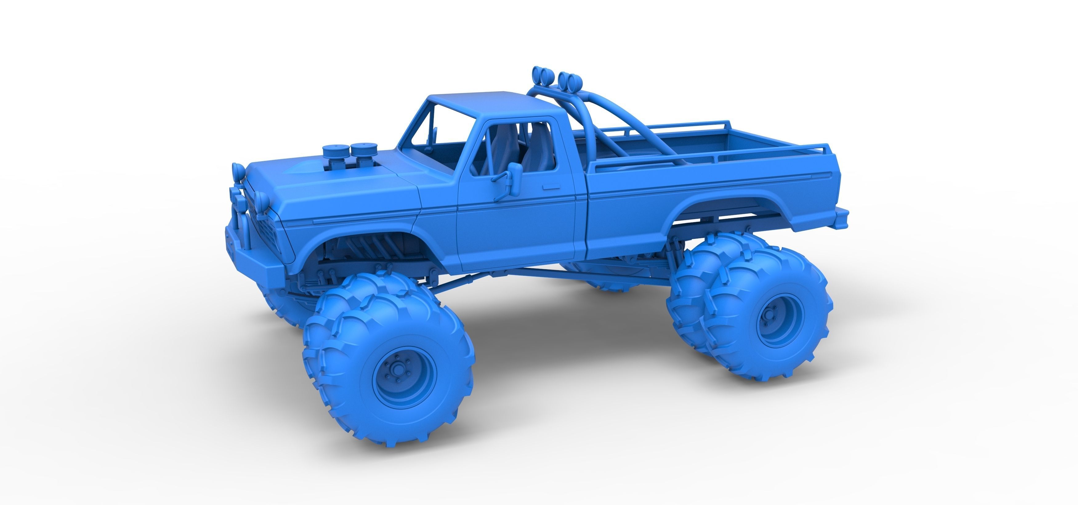 Vintage Monster Truck with double wheels Scale 1 to 25 3D print model_18