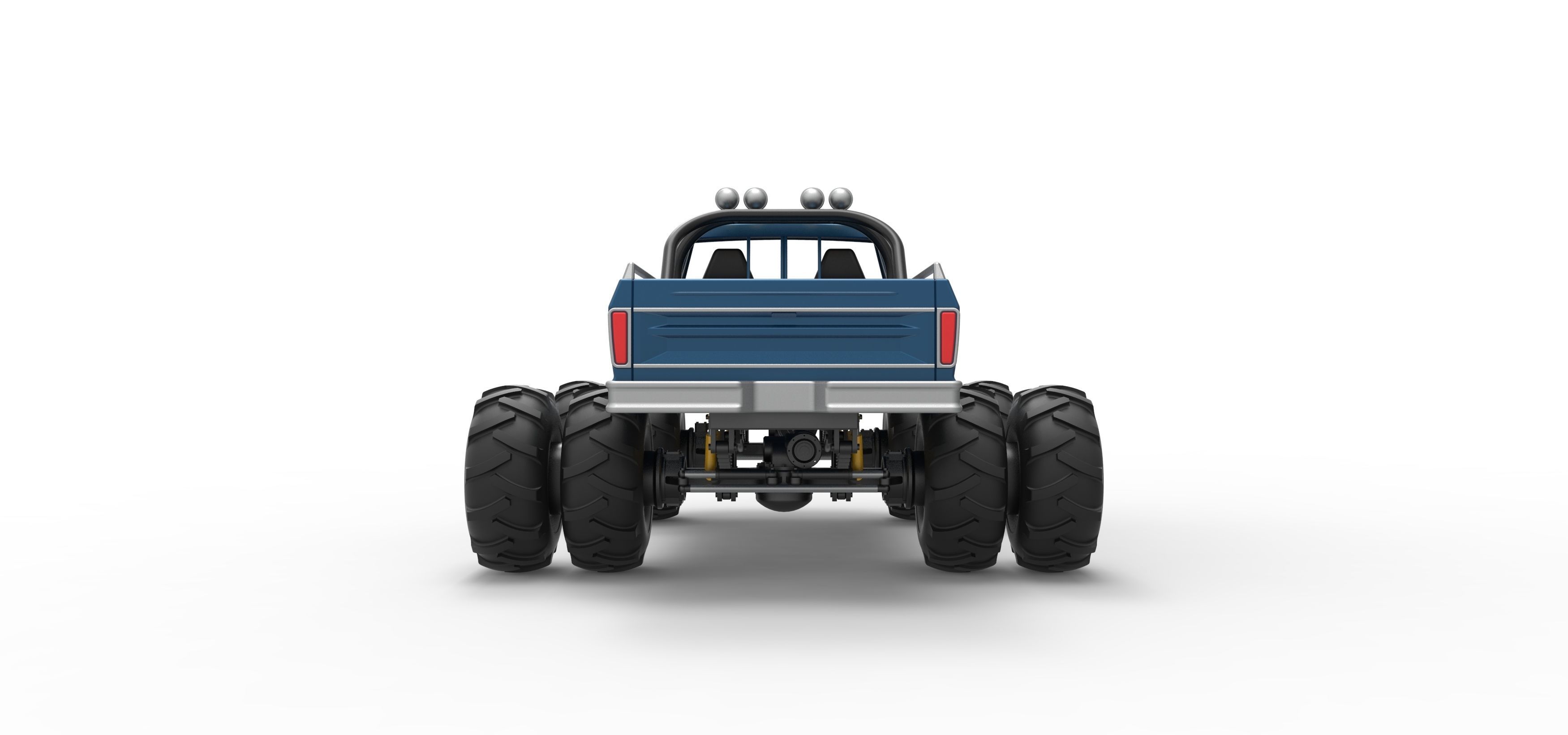 Vintage Monster Truck with double wheels Scale 1 to 25 3D print model_16