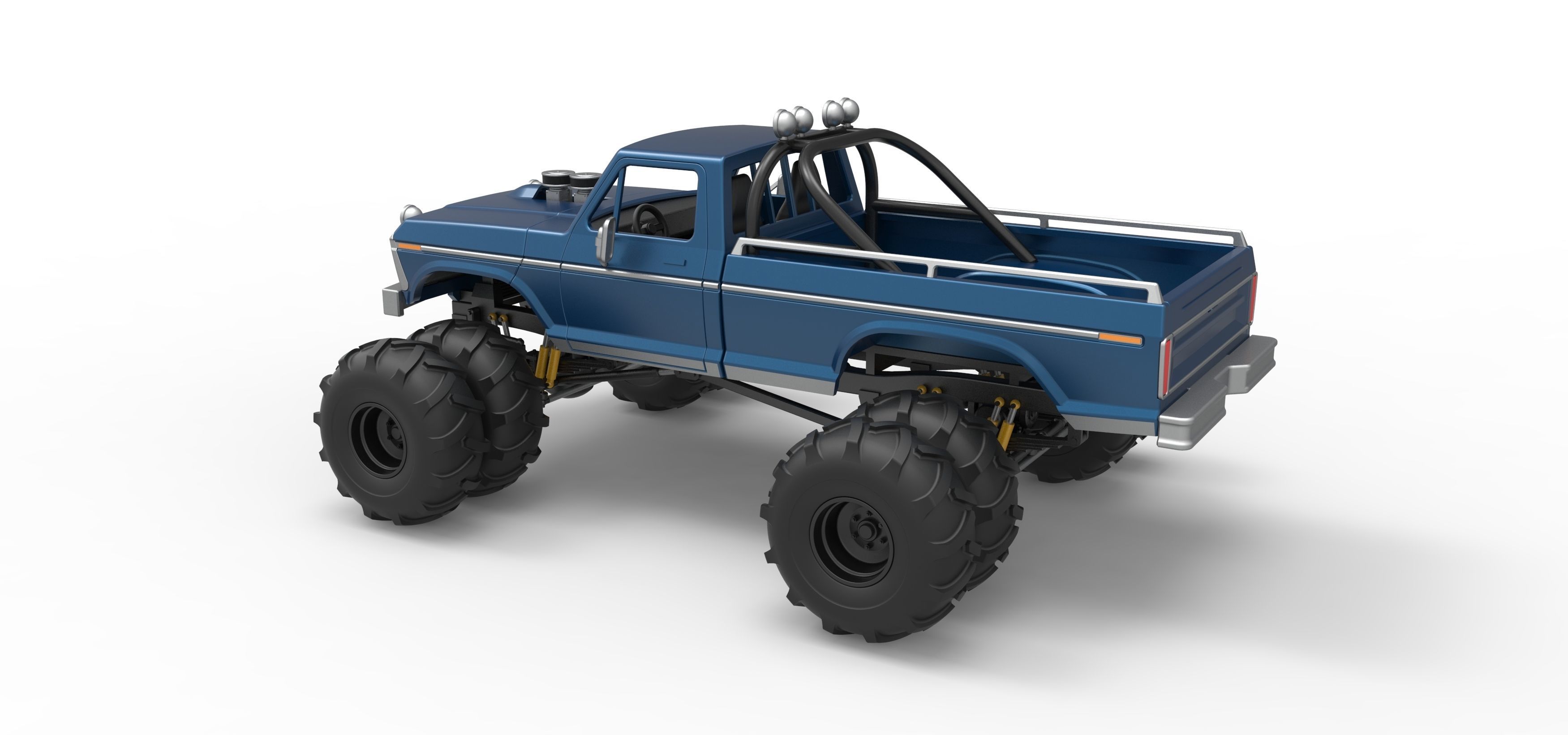 Vintage Monster Truck with double wheels Scale 1 to 25 3D print model_12