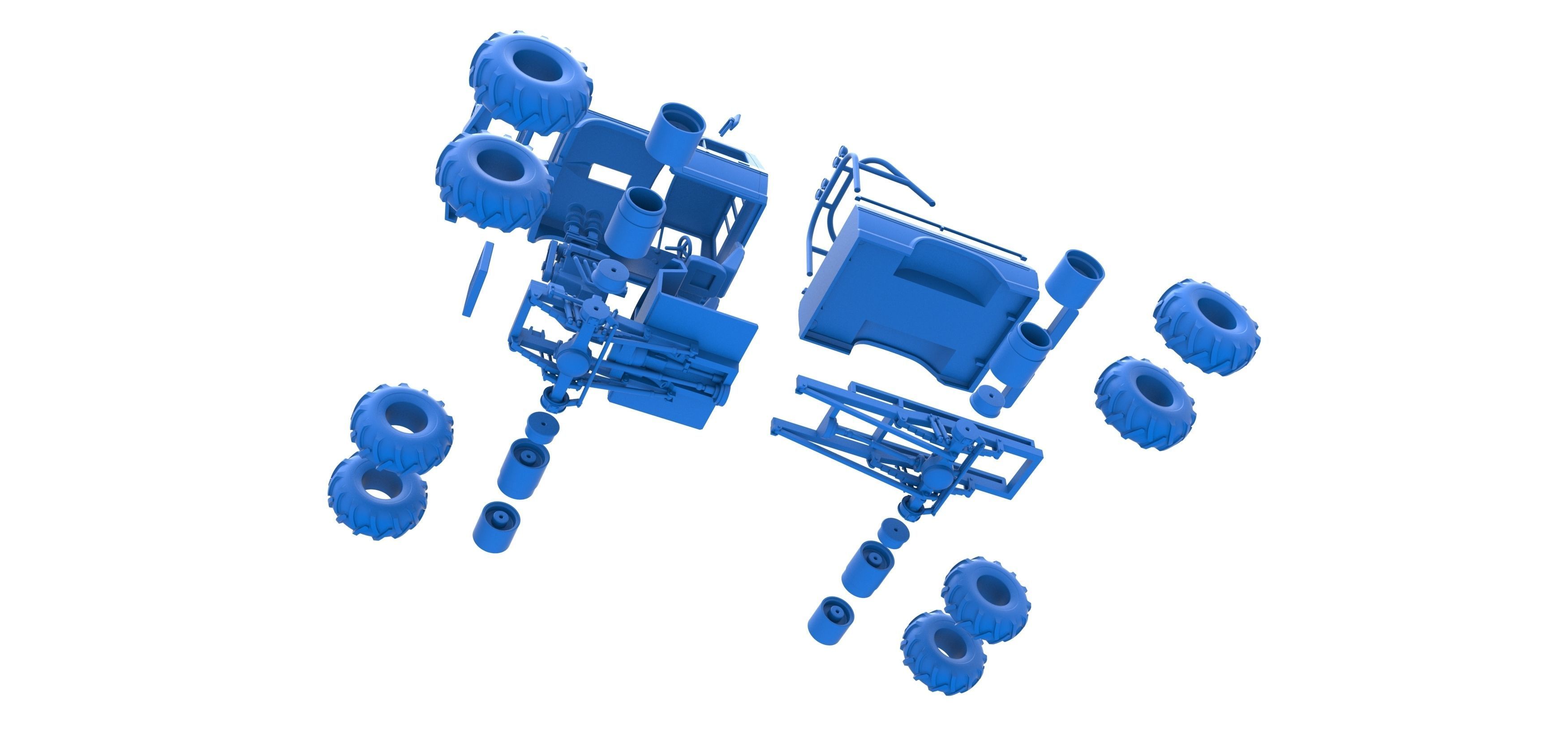 Vintage Monster Truck with double wheels Scale 1 to 25 3D print model_37