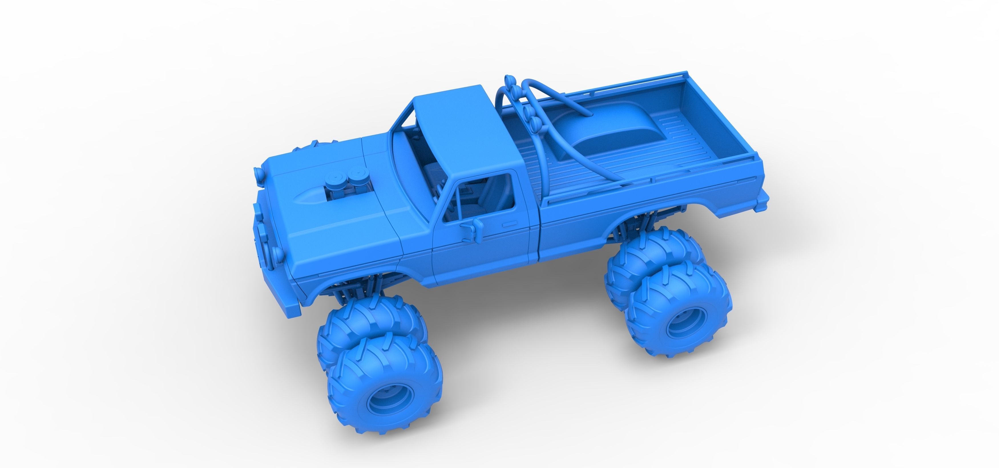 Vintage Monster Truck with double wheels Scale 1 to 25 3D print model_21