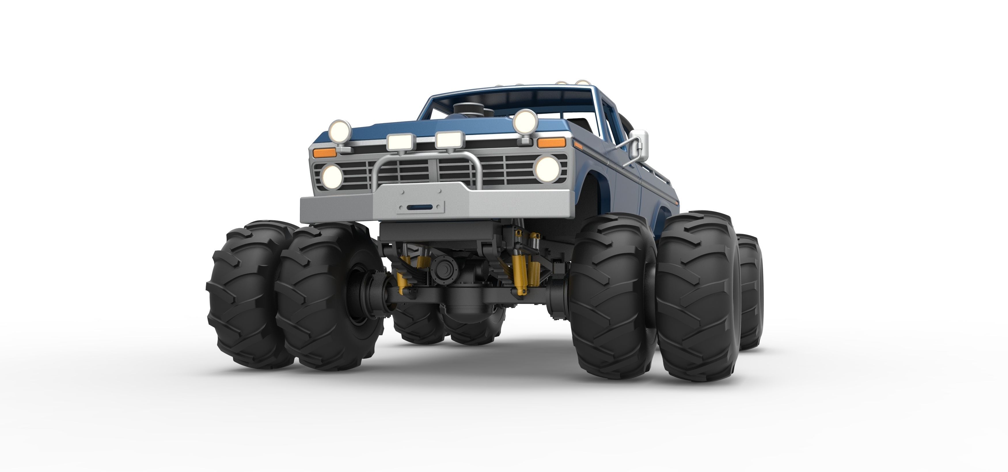 Vintage Monster Truck with double wheels Scale 1 to 25 3D print model_6