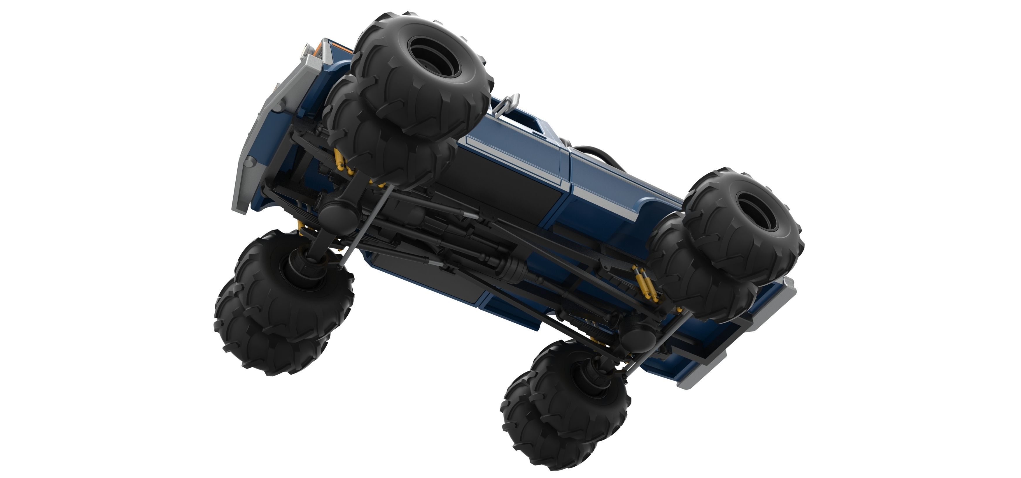 Vintage Monster Truck with double wheels Scale 1 to 25 3D print model_3