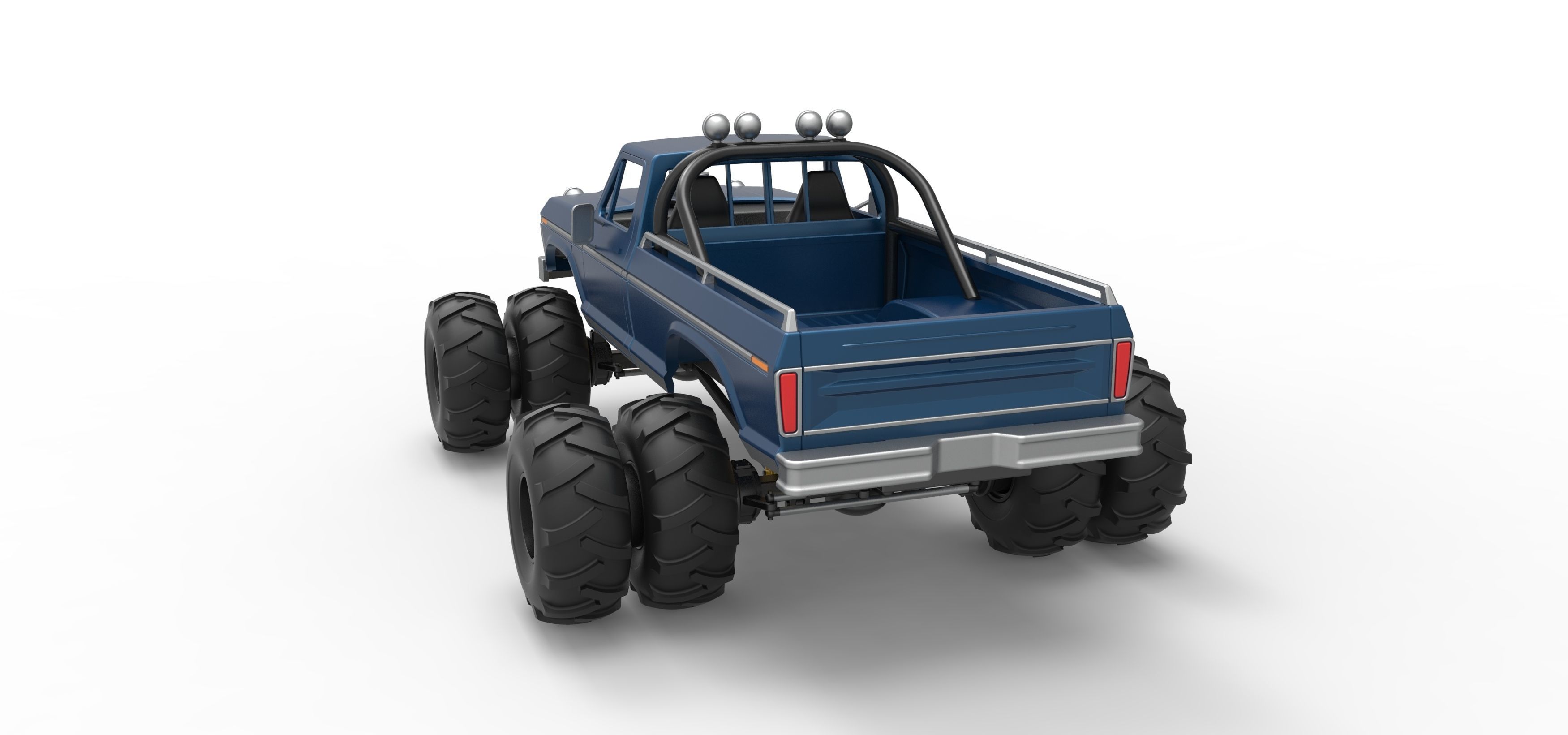 Vintage Monster Truck with double wheels Scale 1 to 25 3D print model_14