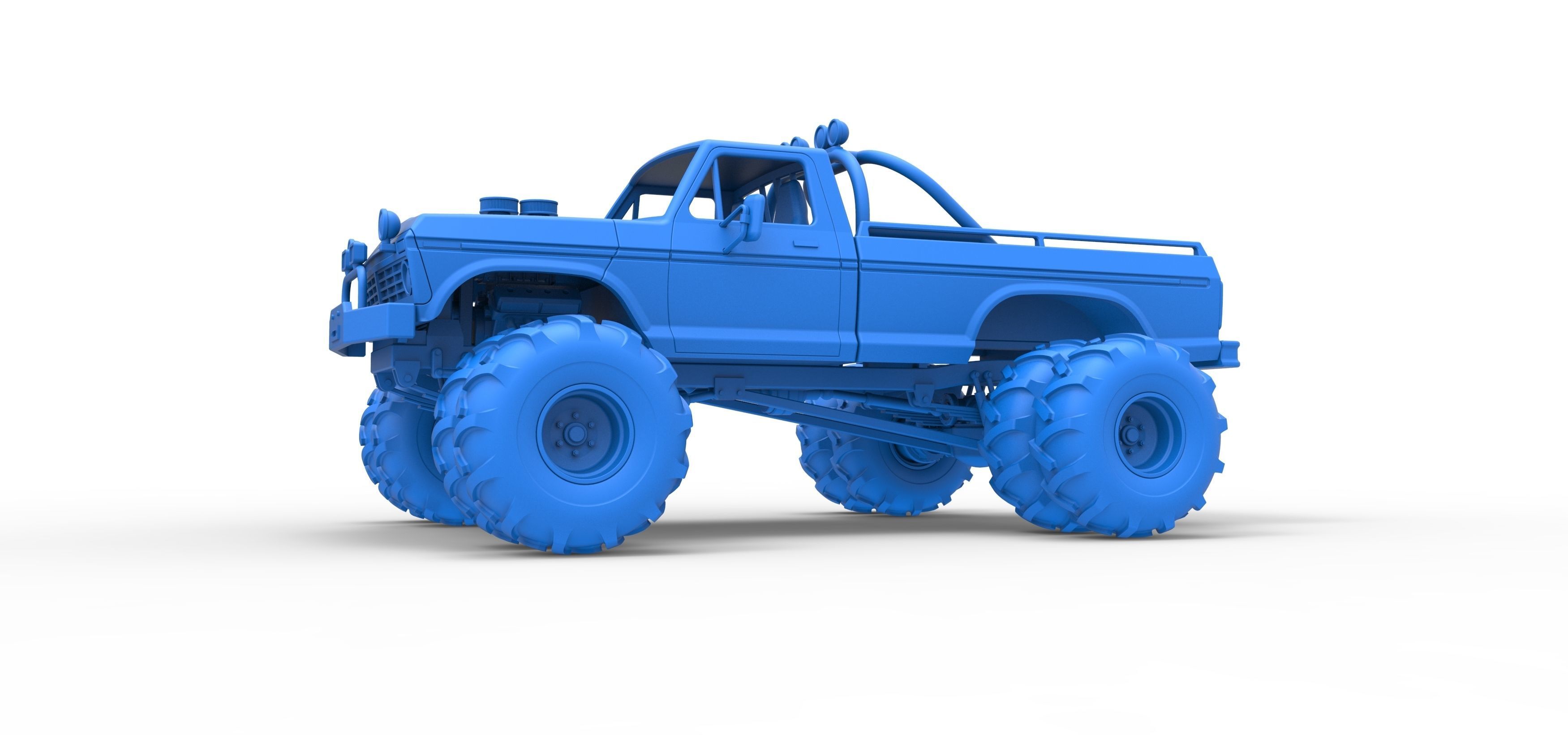 Vintage Monster Truck with double wheels Scale 1 to 25 3D print model_19