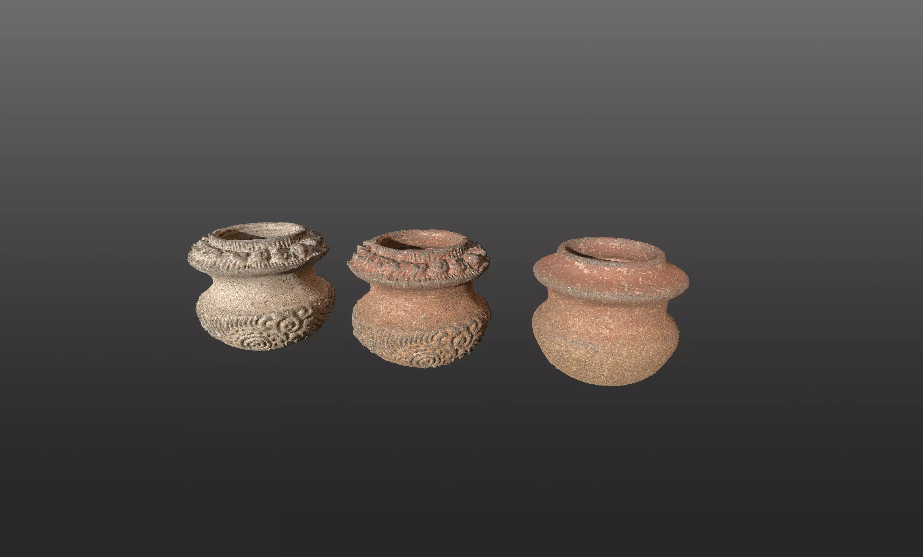 Antique Detailed Terracotta Vases Set 3D print model_0