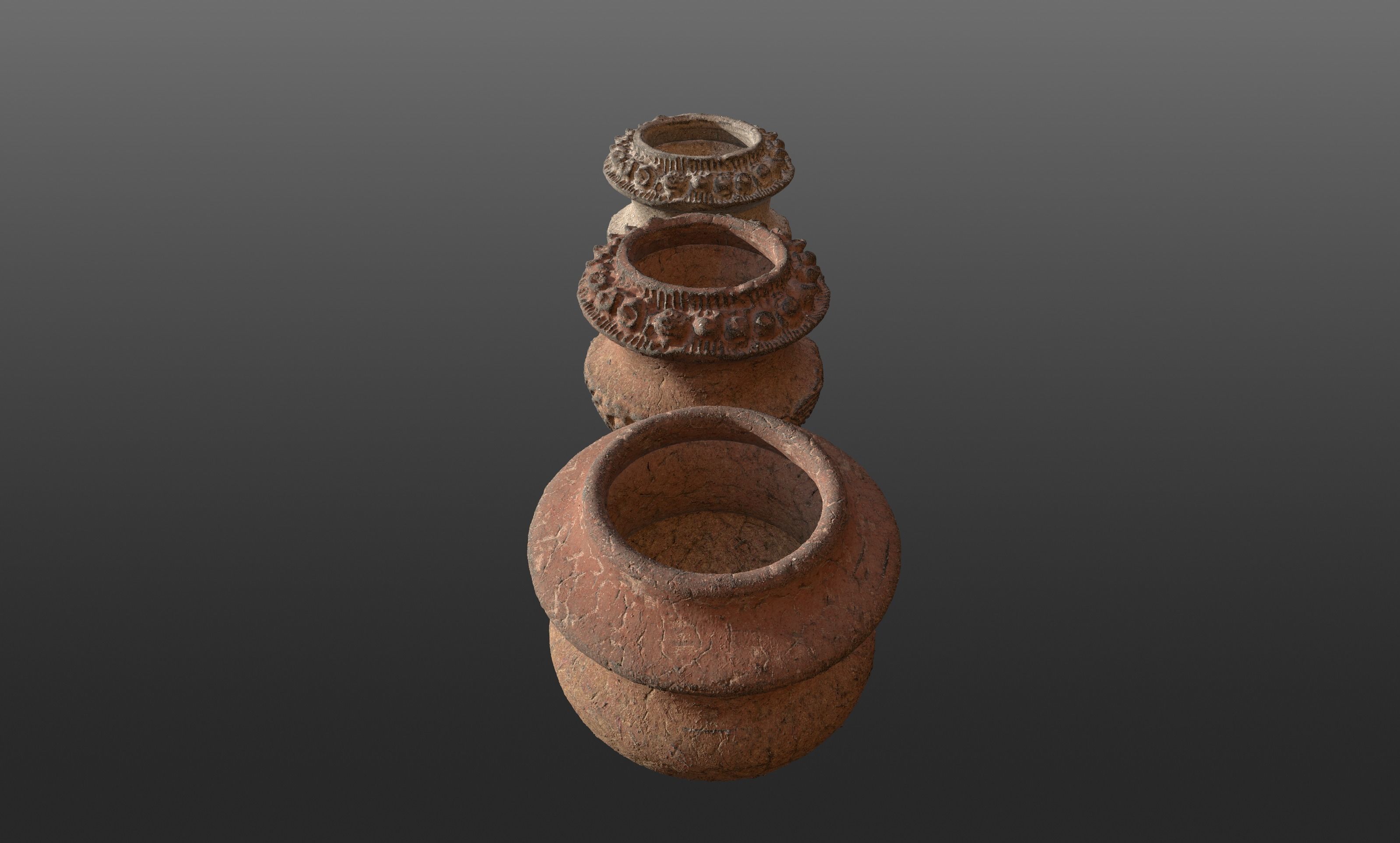 Antique Detailed Terracotta Vases Set 3D print model_6