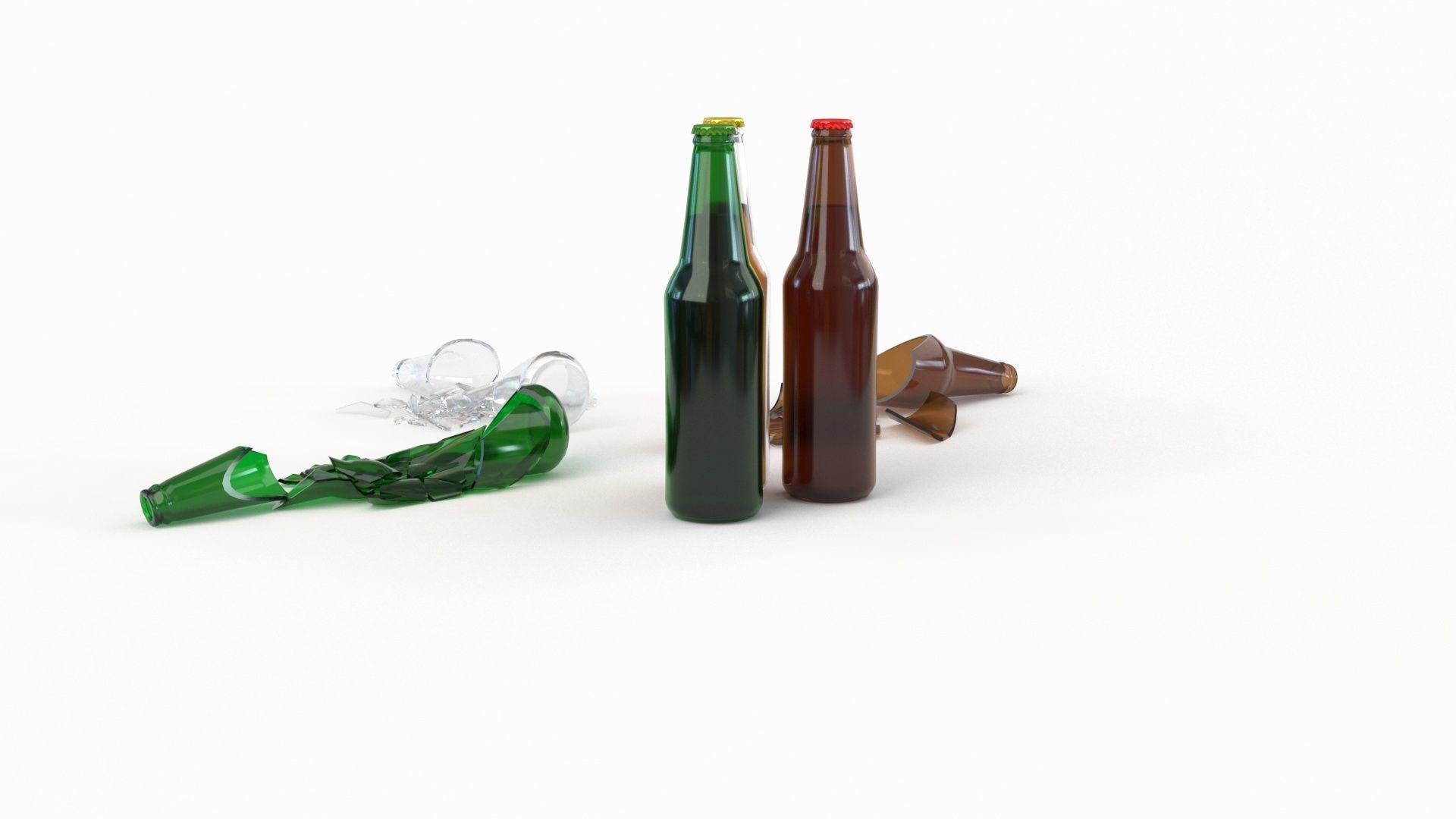 Broken Bottles Low-poly 3D model_8