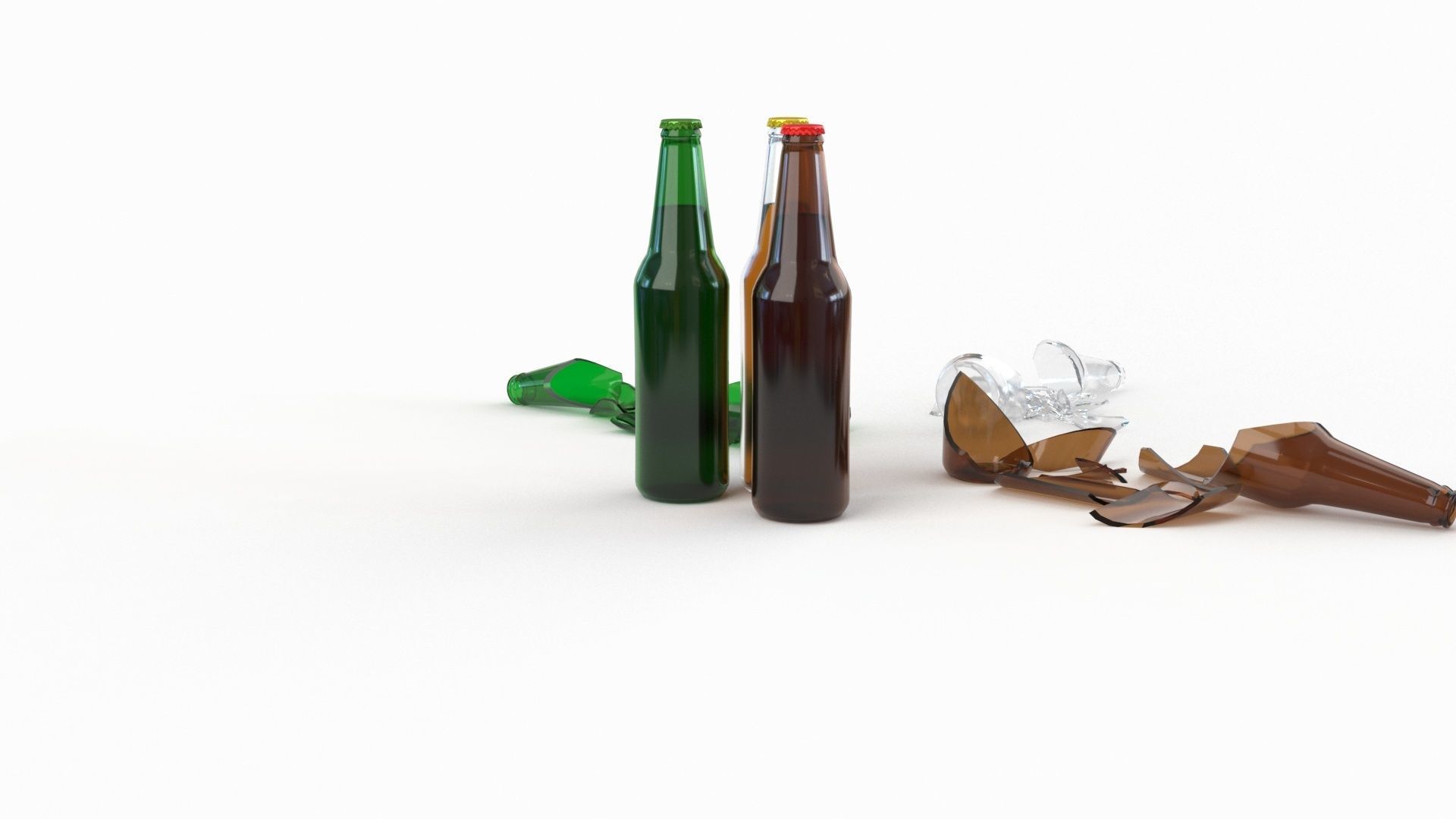 Broken Bottles Low-poly 3D model_6