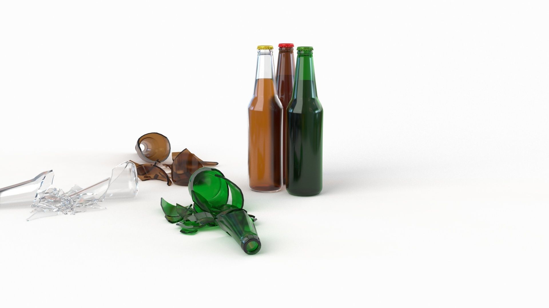 Broken Bottles Low-poly 3D model_10