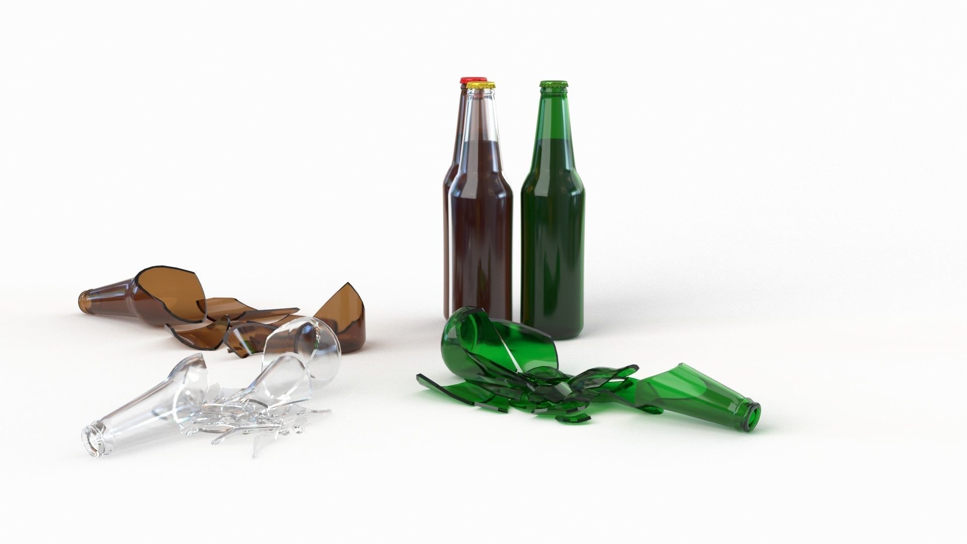 Broken Bottles Low-poly 3D model_11
