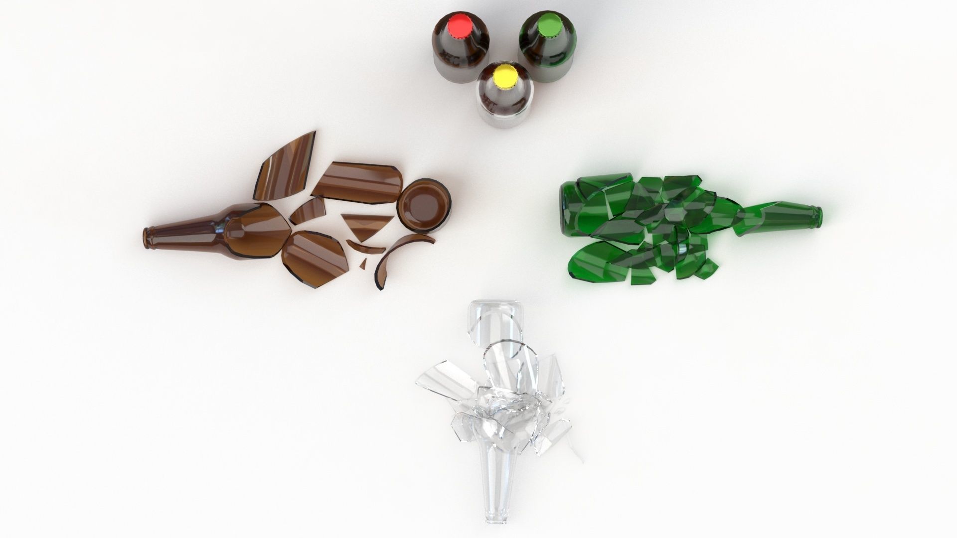 Broken Bottles Low-poly 3D model_12