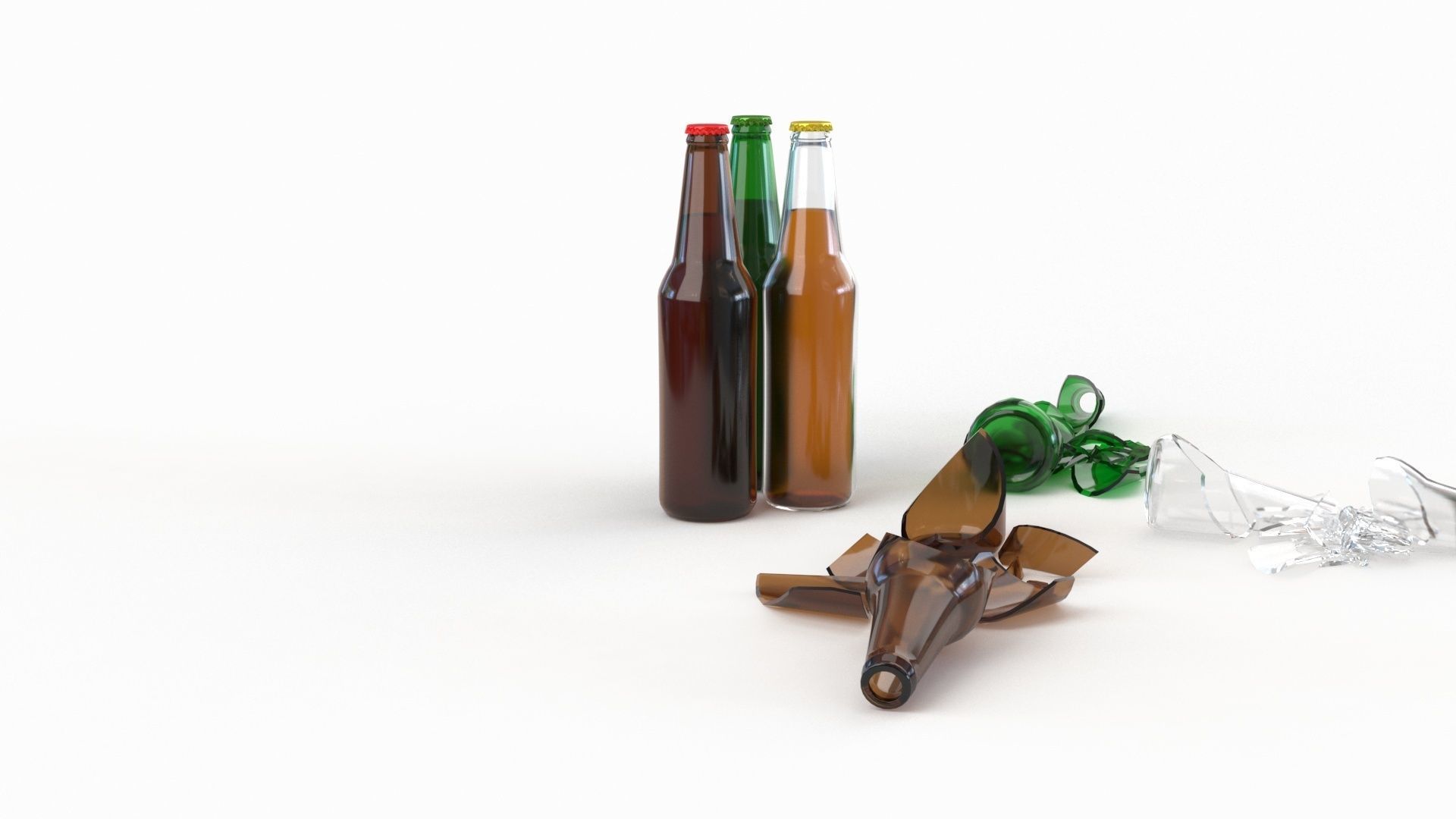 Broken Bottles Low-poly 3D model_4
