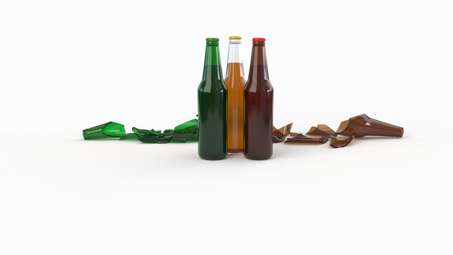 Broken Bottles Low-poly 3D model_7