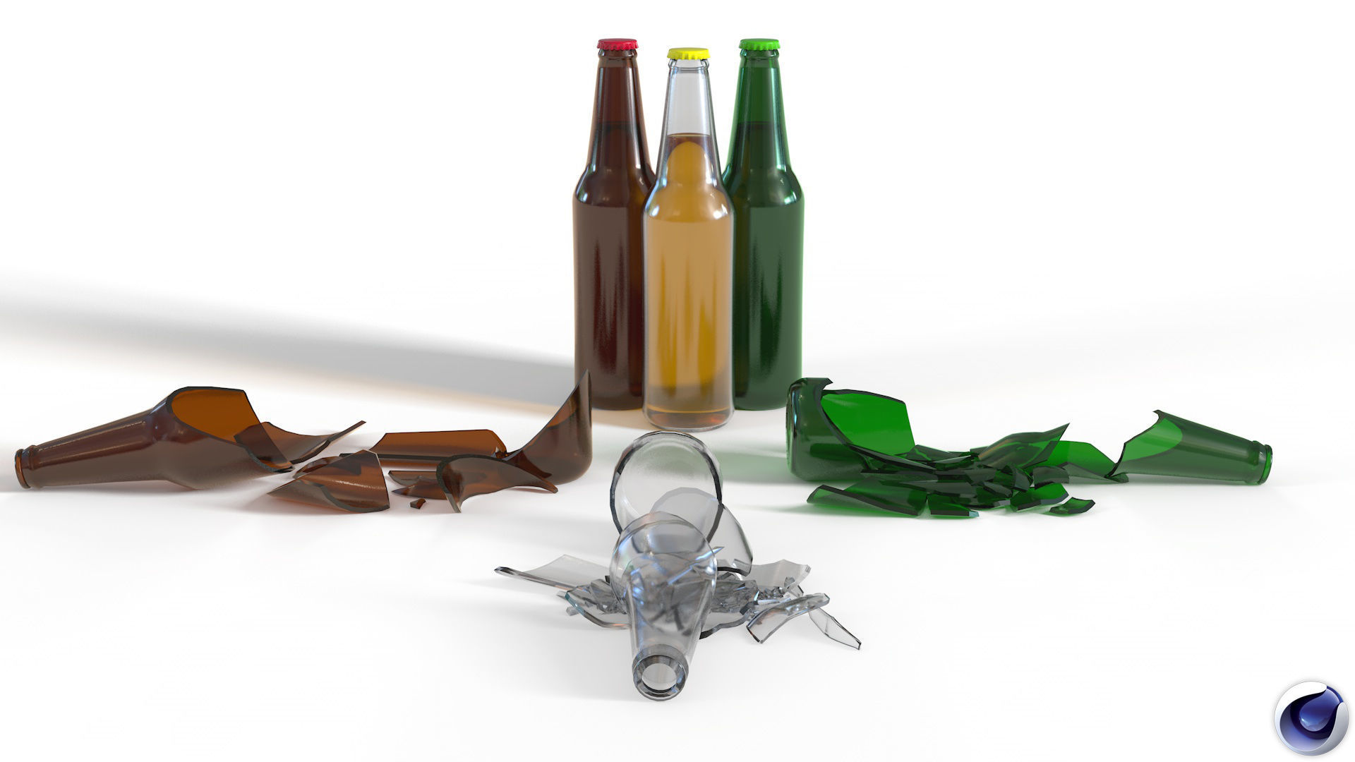 Broken Bottles Low-poly 3D model_2
