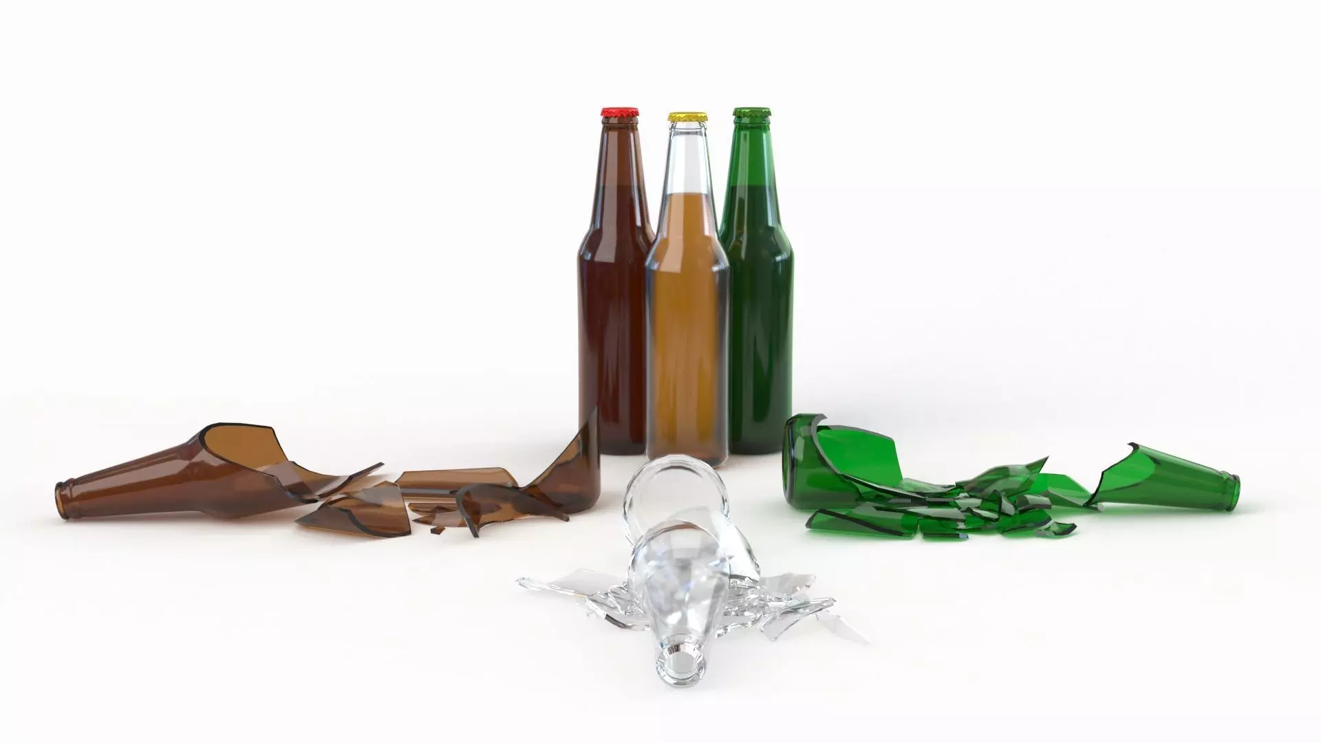 Broken Bottles Low-poly 3D model_0