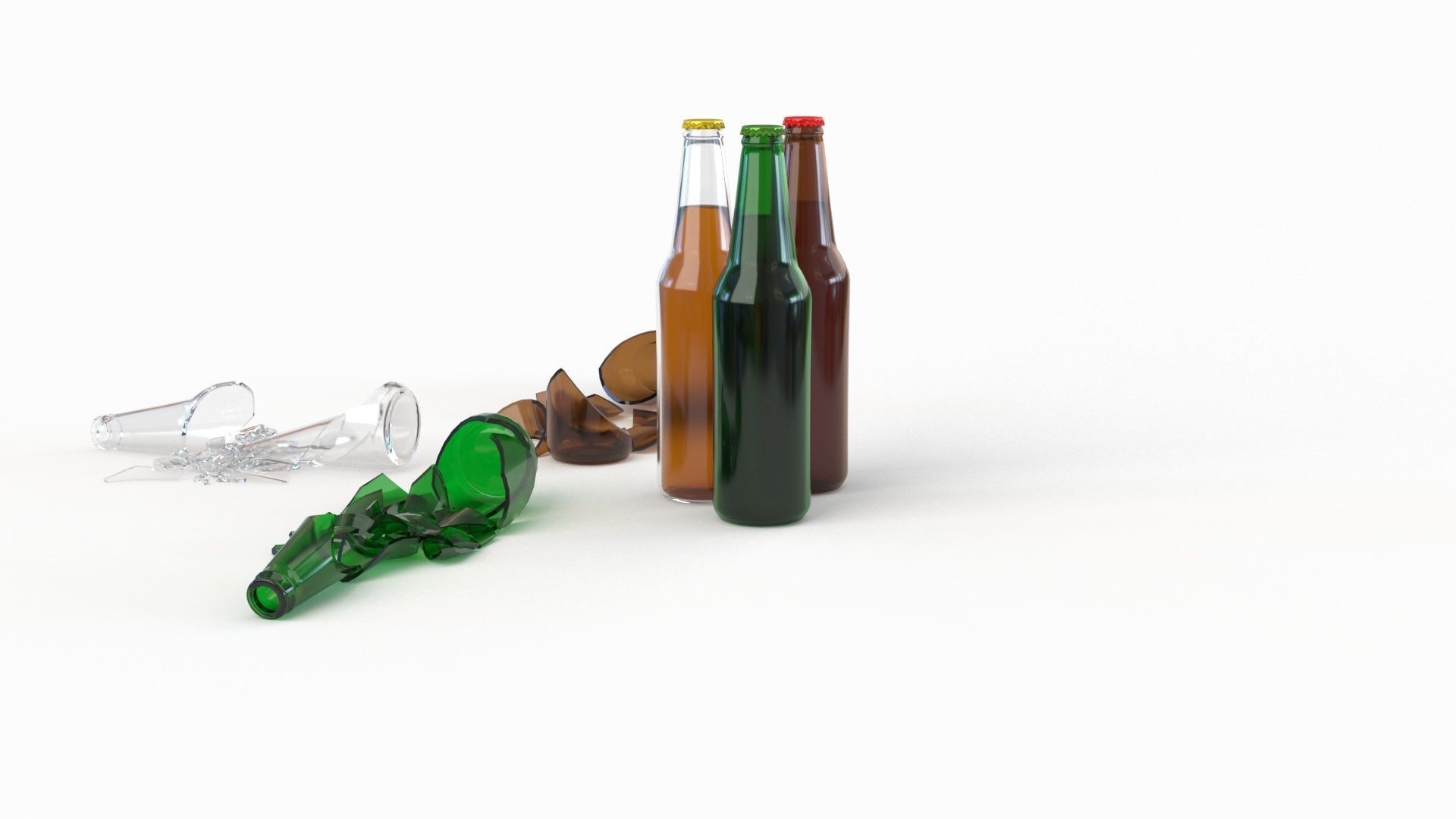 Broken Bottles Low-poly 3D model_9