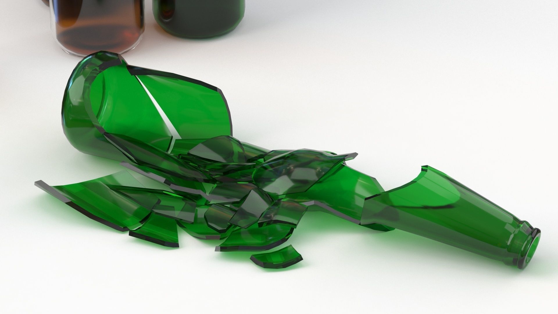 Broken Bottles Low-poly 3D model_17