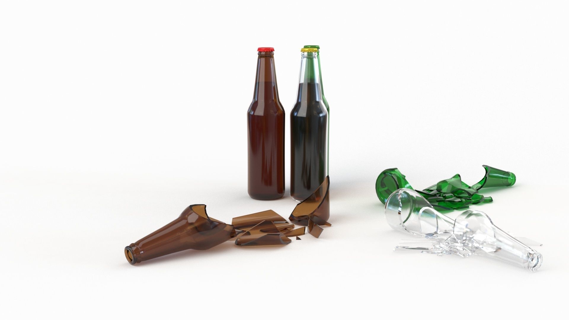 Broken Bottles Low-poly 3D model_3
