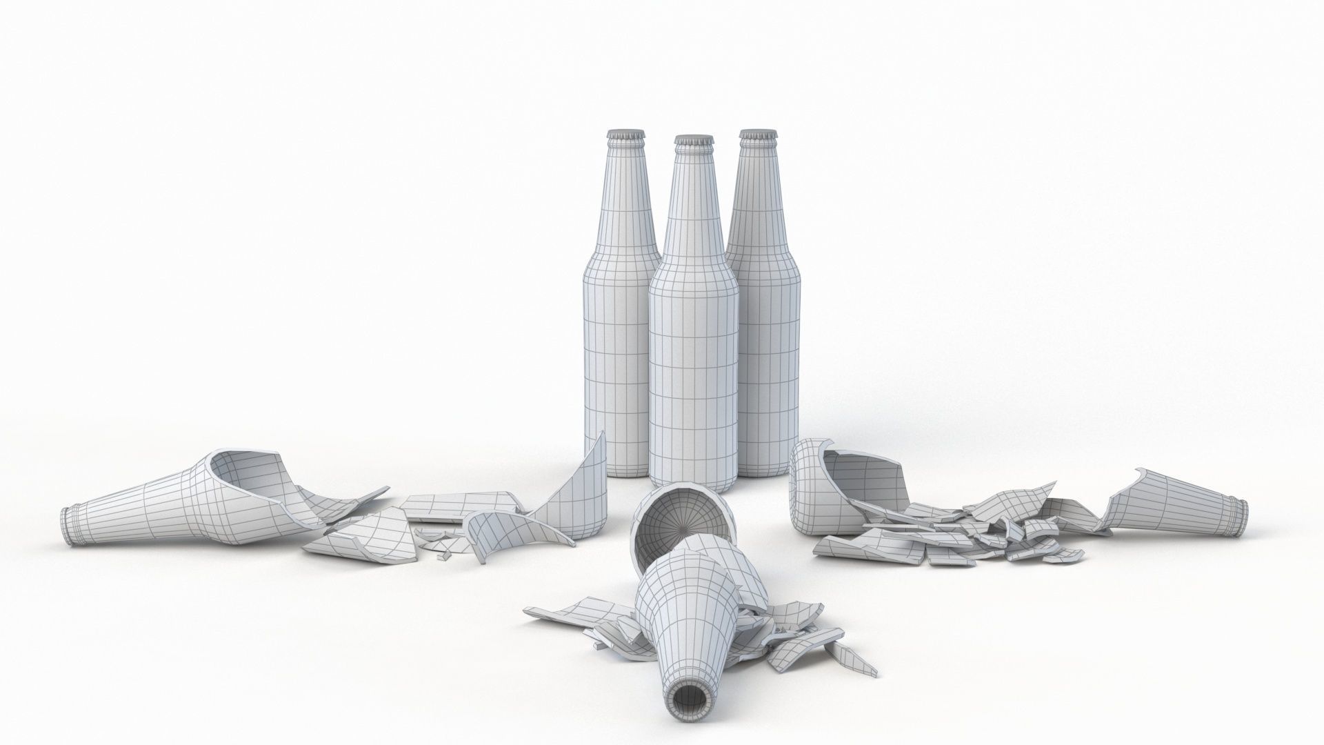 Broken Bottles Low-poly 3D model_21