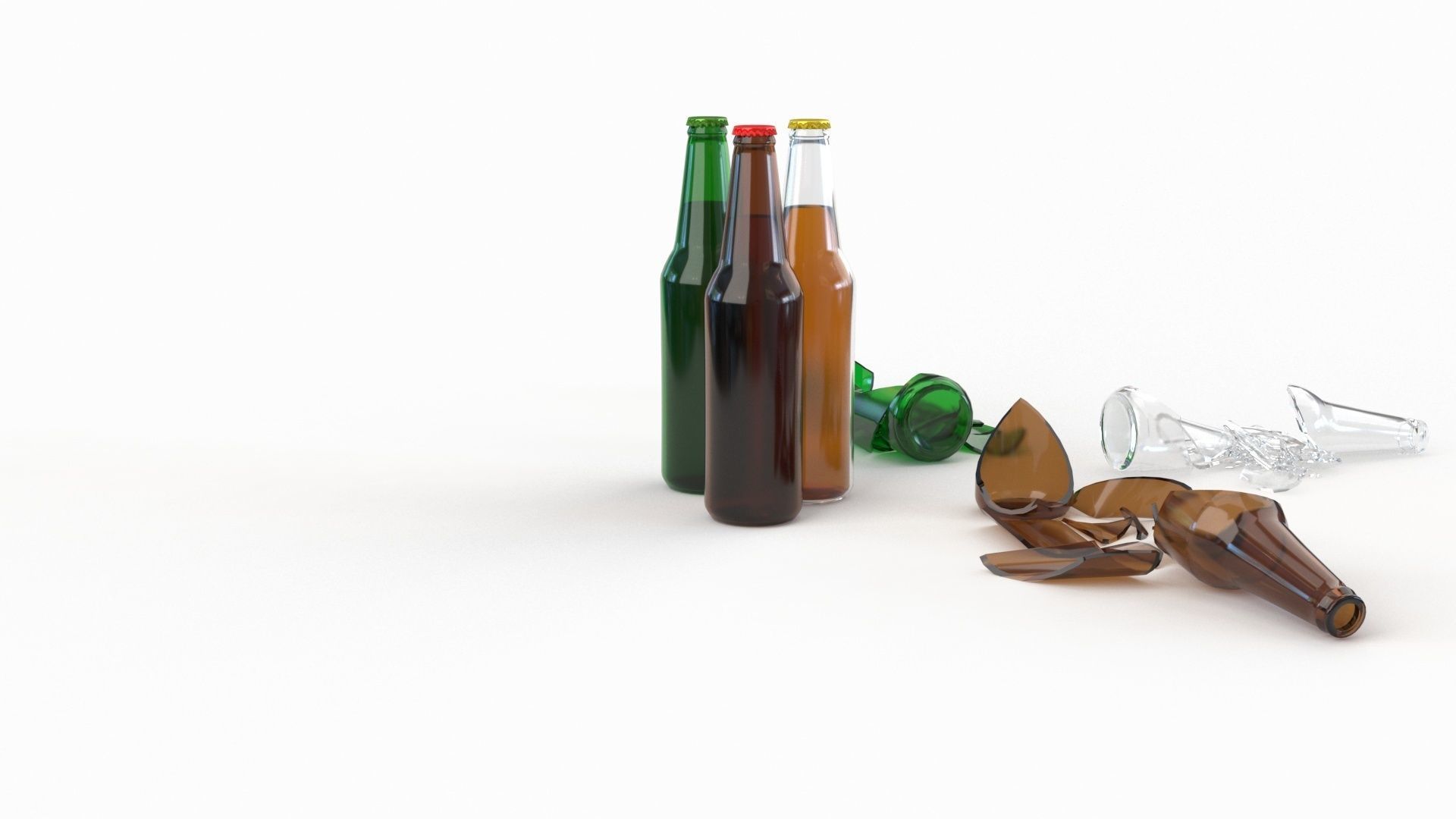 Broken Bottles Low-poly 3D model_5